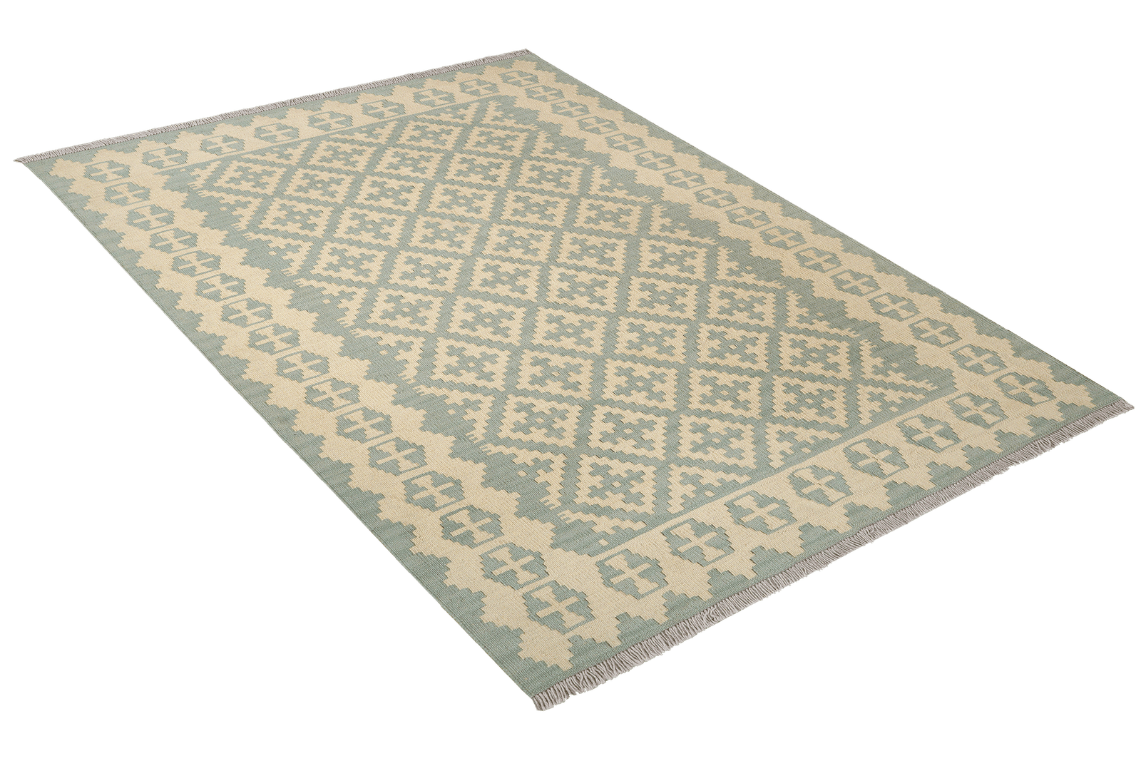 Kelim Gashgai — Handmade, 127x184 cm, Green, 100% Virgin Wool | View 4