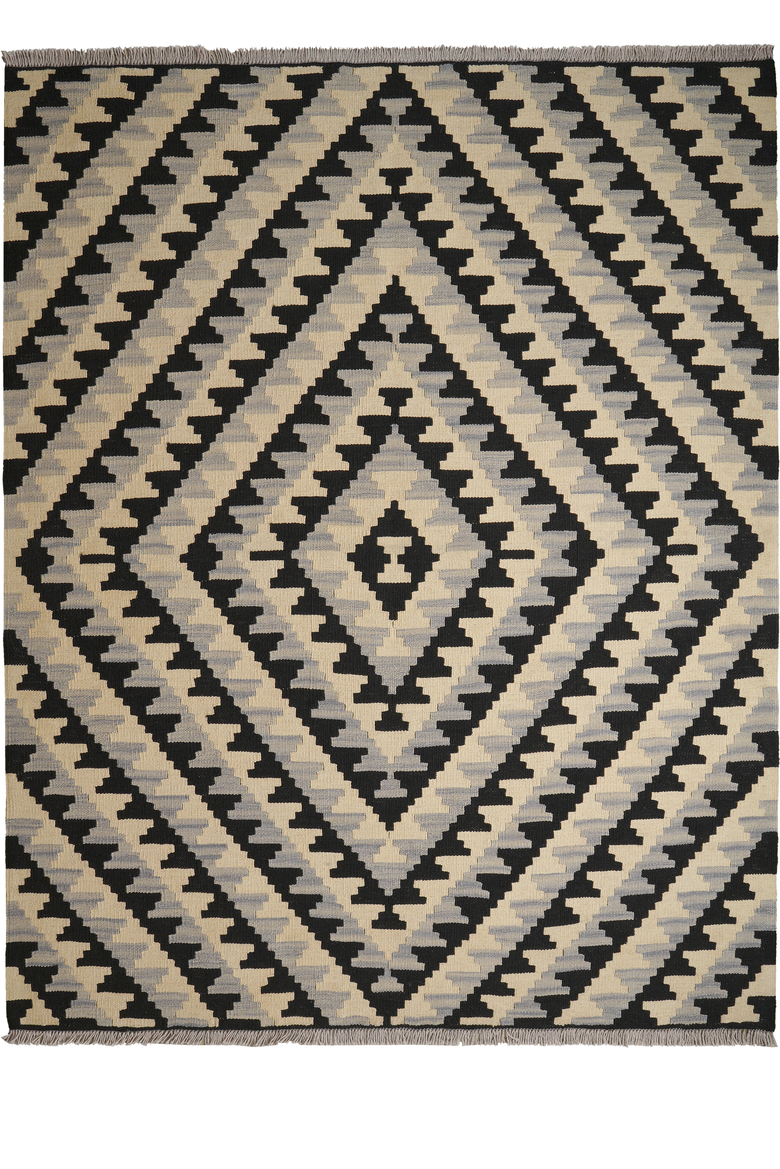 Kelim Gashgai — Handgefertigt, 194x154 cm, Beige, 100% Virgin Wool | Main view