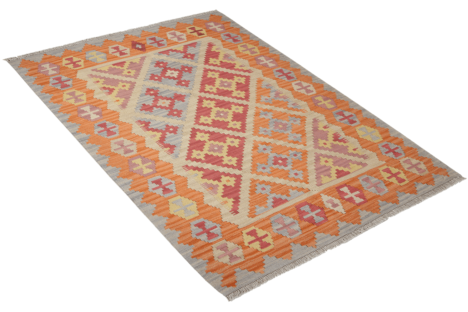 Kelim Gashgai — Handmade, 127x172 cm, Beige, 100% Virgin Wool | View 4