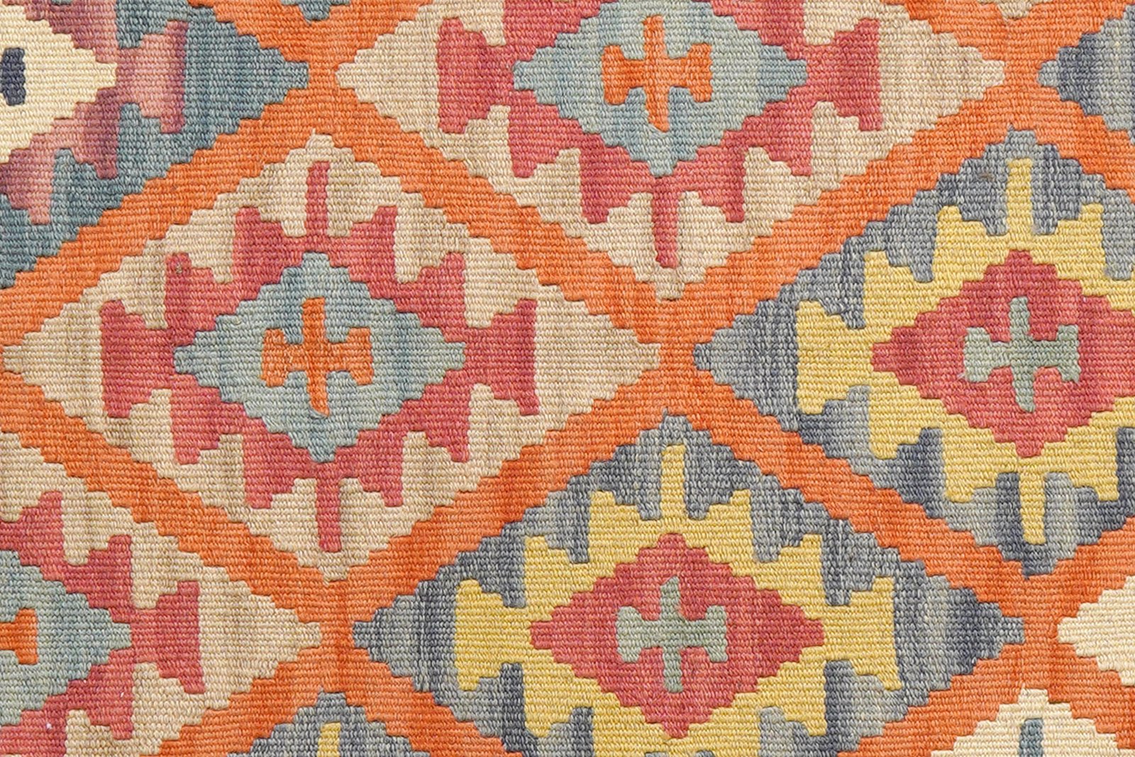 Kelim Gashgai — Handmade, 126x175 cm, Orange, 100% Virgin Wool | View 5