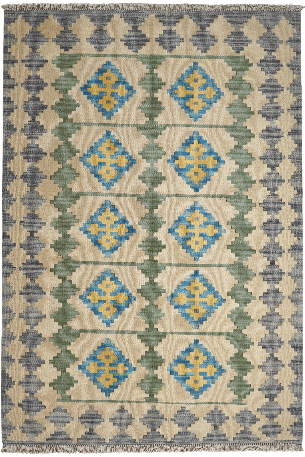 Kelim Gashgai — Handmade, 117x172 cm, Beige, 100% Virgin Wool | Main view