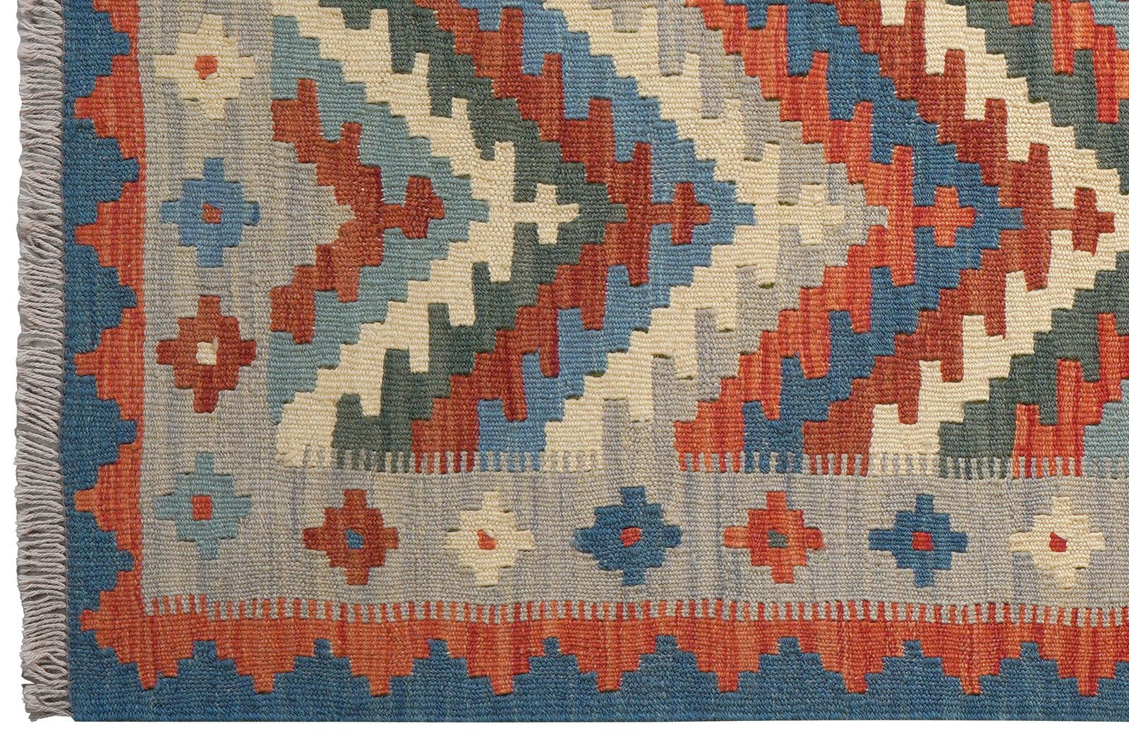 Kelim Gashgai — Handmade, 103x145 cm, Blue, 100% Virgin Wool | View 3