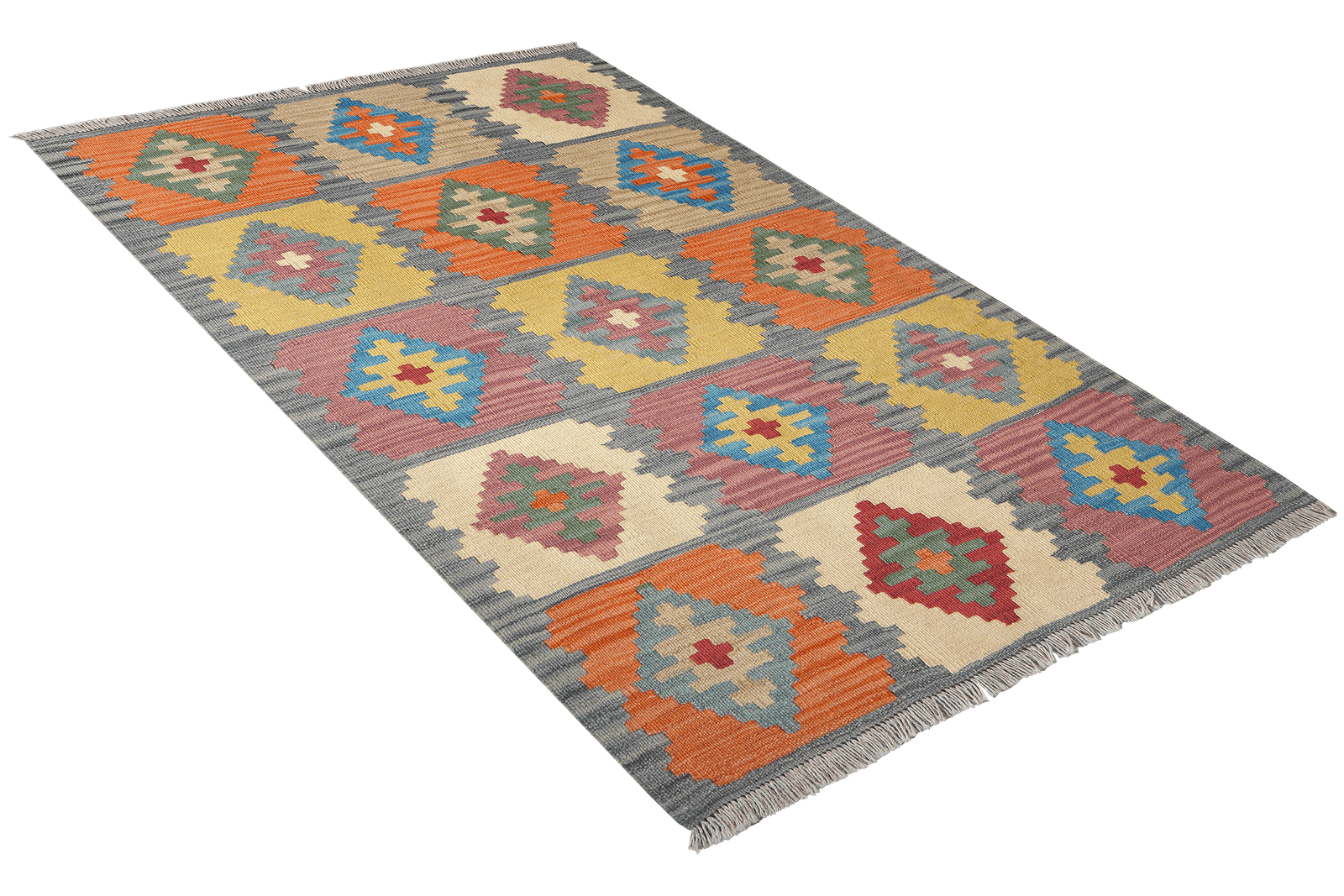 Kelim Gashgai — Handmade, 92x146 cm, Blue, 100% Virgin Wool | View 4
