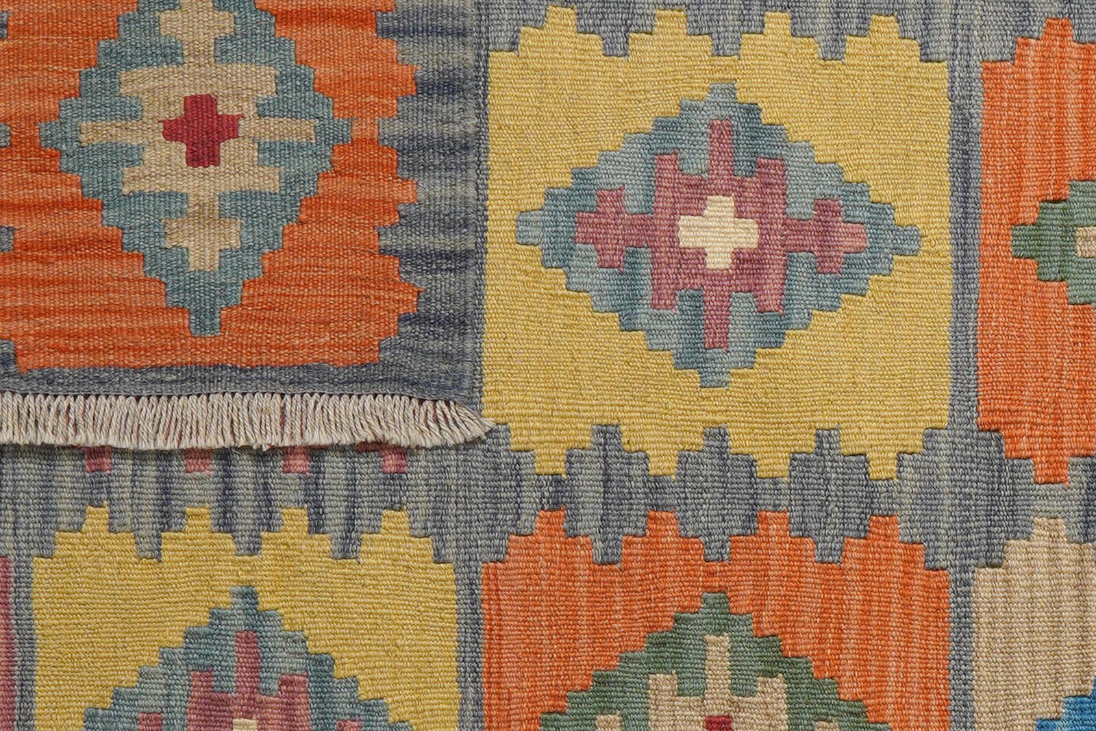 Kelim Gashgai — Handmade, 92x146 cm, Blue, 100% Virgin Wool | View 6