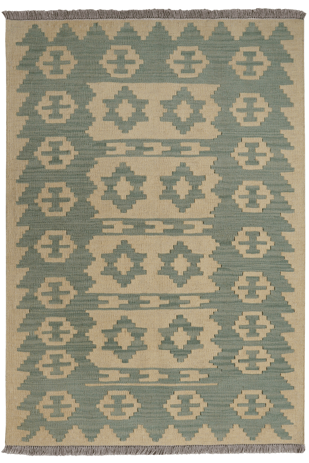 Kelim Gashgai — Handmade, 100x145 cm, Beige, 100% Virgin Wool | Main view