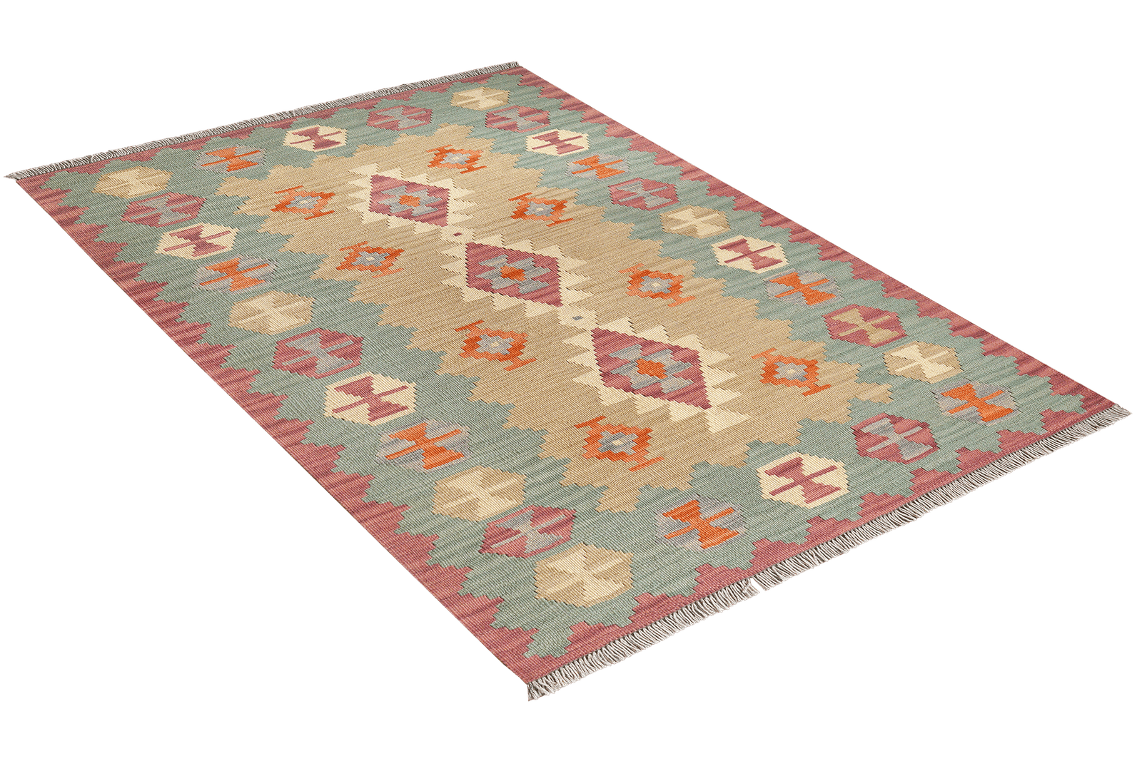 Kelim Gashgai — Handmade, 103x150 cm, Beige, 100% Virgin Wool | View 4