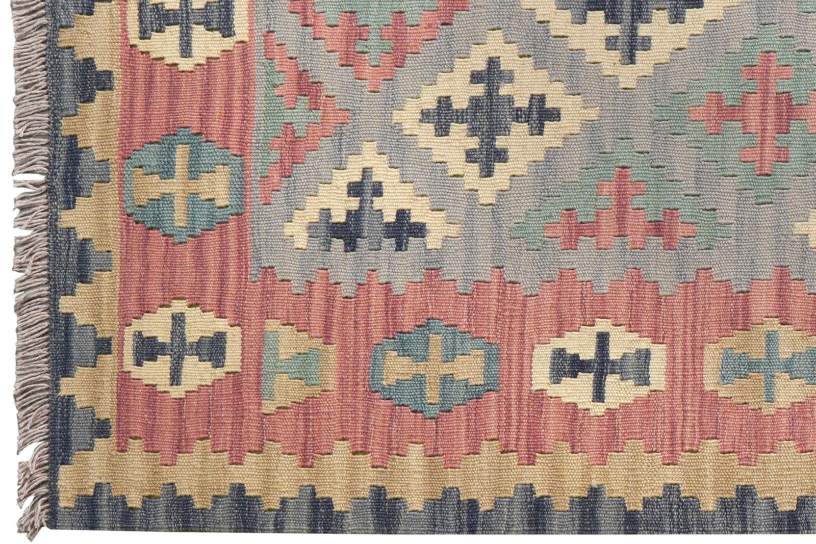 Kelim Gashgai — Handmade, 103x150 cm, Grey, 100% Virgin Wool | View 3