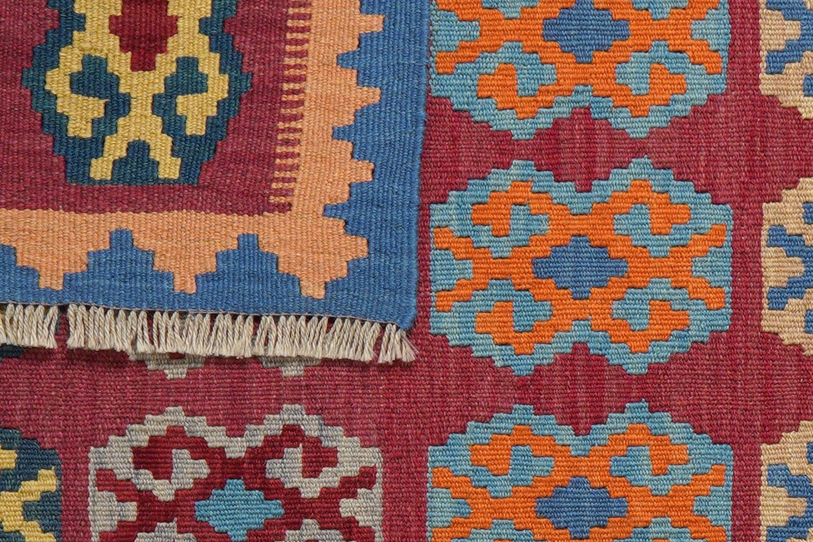 Kelim Gashgai — Handmade, 84x125 cm, Red, 100% Virgin Wool | View 6