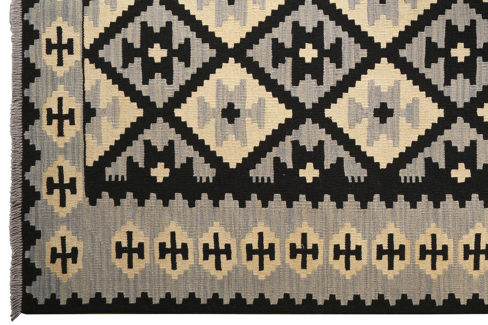 Kelim Gashgai — Handmade, 173x240 cm, Black, 100% Virgin Wool | View 3