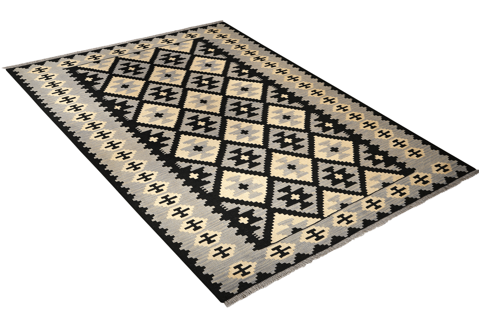 Kelim Gashgai — Handmade, 173x240 cm, Black, 100% Virgin Wool | View 4