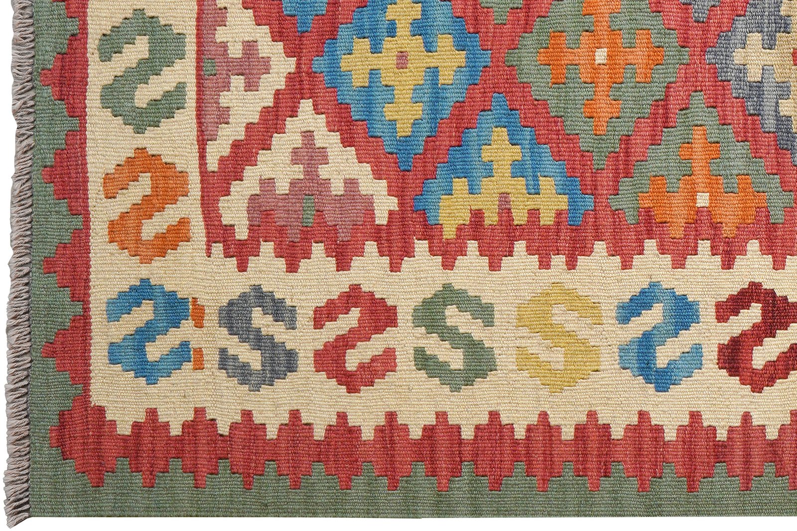 Kelim Gashgai — Handmade, 106x160 cm, Red, 100% Virgin Wool | View 3
