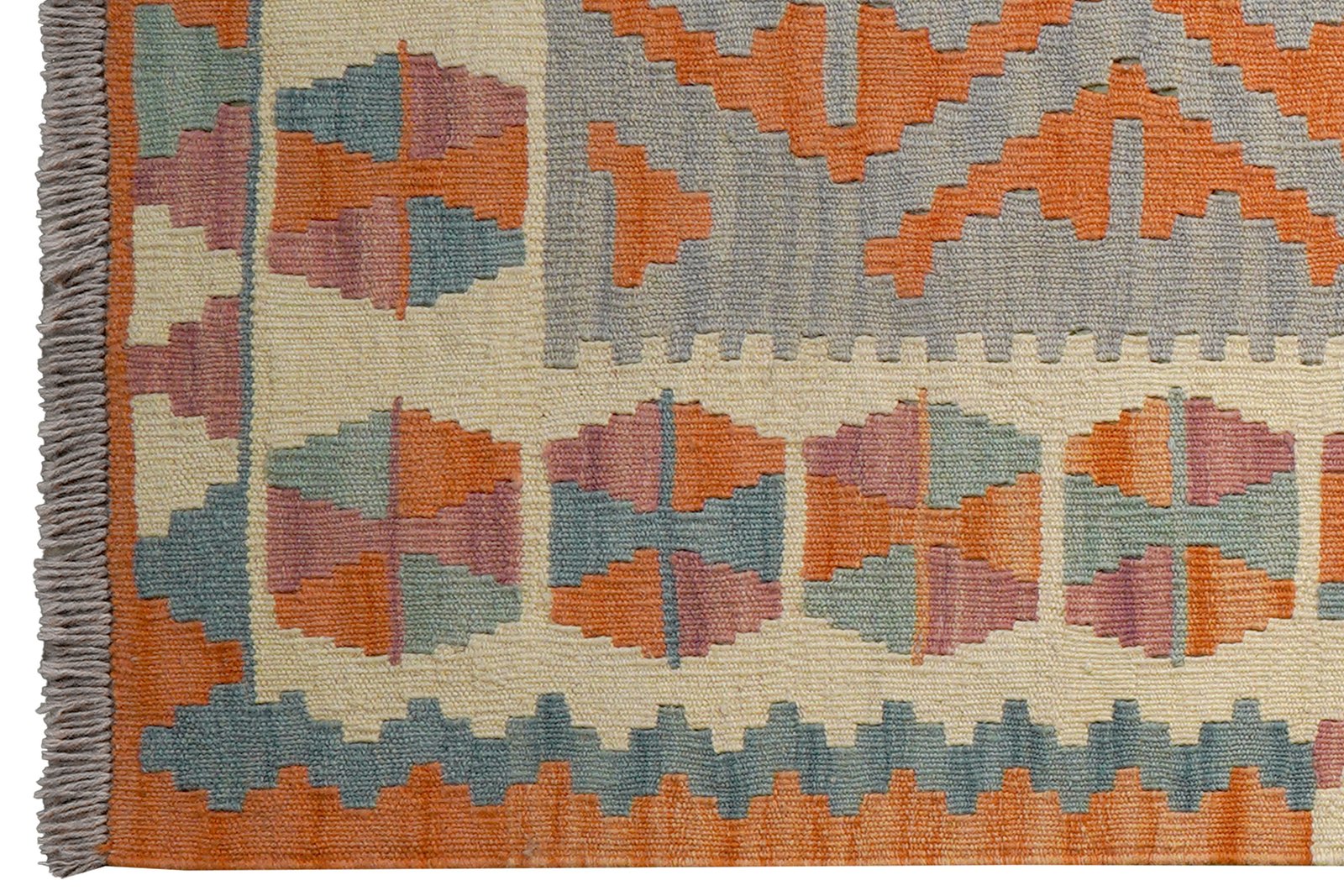 Kelim Gashgai — Handmade, 85x295 cm, Grey, 100% Virgin Wool | View 3