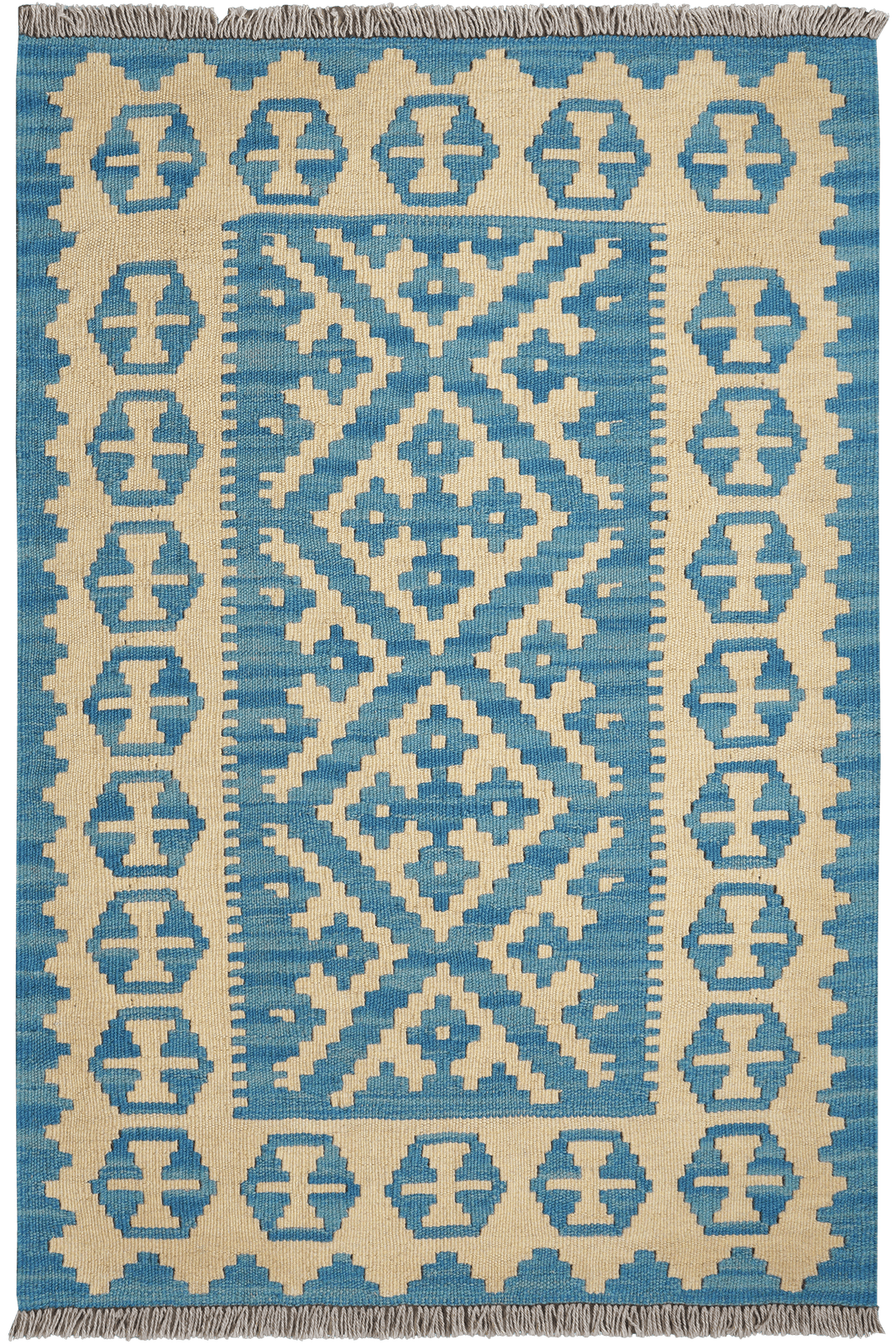 Kelim Gashgai — Handmade, 84x125 cm, Beige, 100% Virgin Wool | Main view