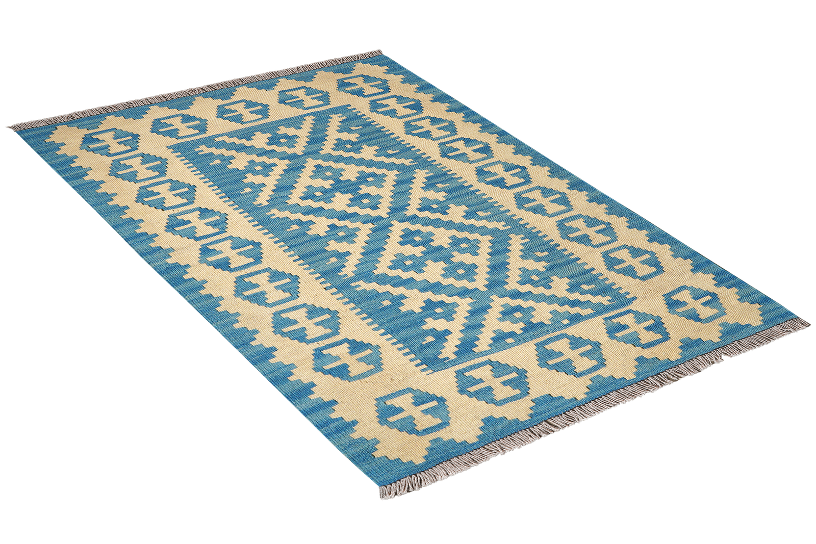 Kelim Gashgai — Handgefertigt, 125x84 cm, Blau, 100% Virgin Wool | View 5