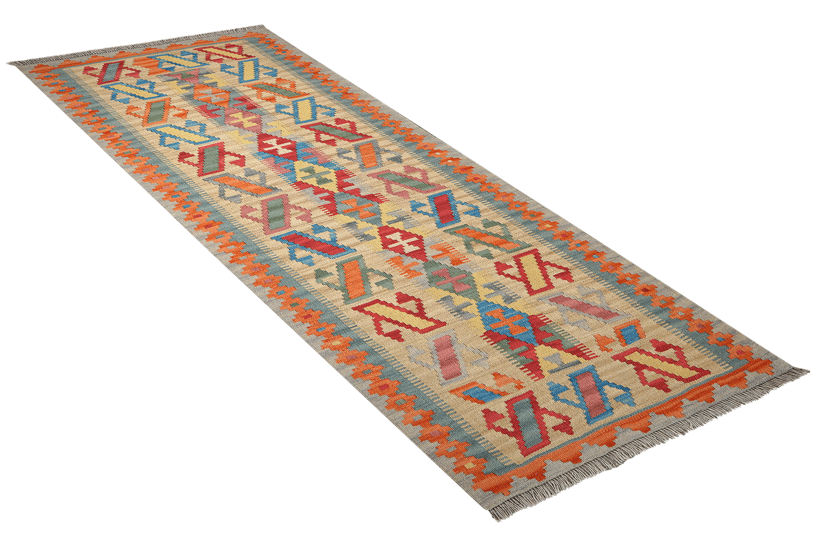 Kelim Gashgai — Handmade, 85x202 cm, Blue, 100% Virgin Wool | View 4