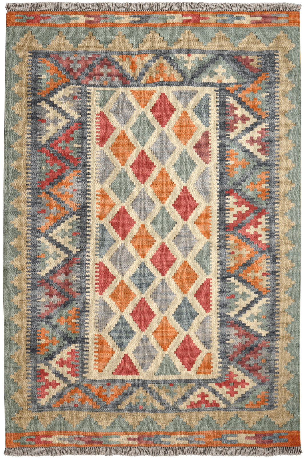 Kelim Gashgai — Handmade, 104x155 cm, Beige, 100% Virgin Wool | Main view
