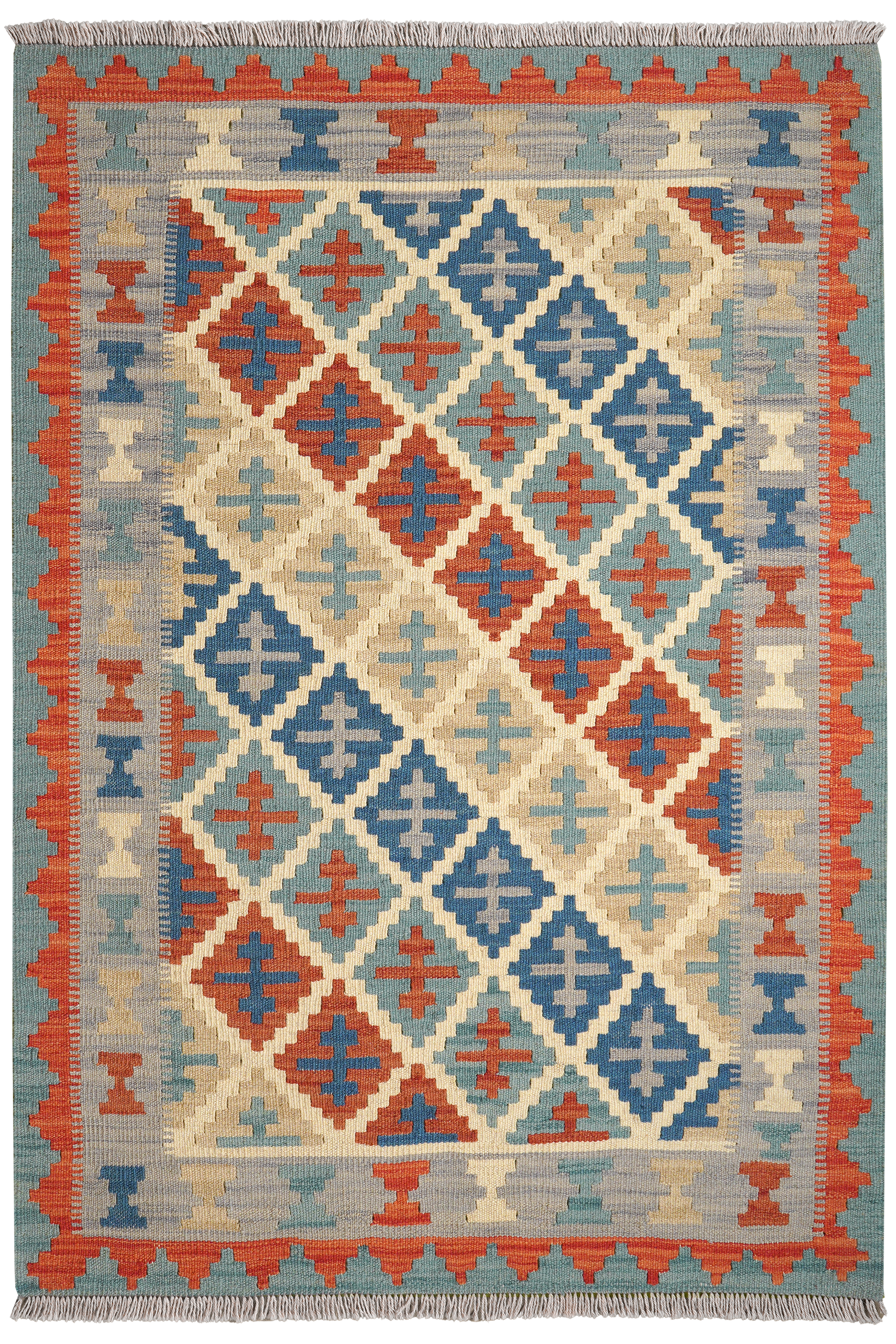 Kelim Gashgai — Handgefertigt, 152x106 cm, Grau, 100% Virgin Wool | Main view