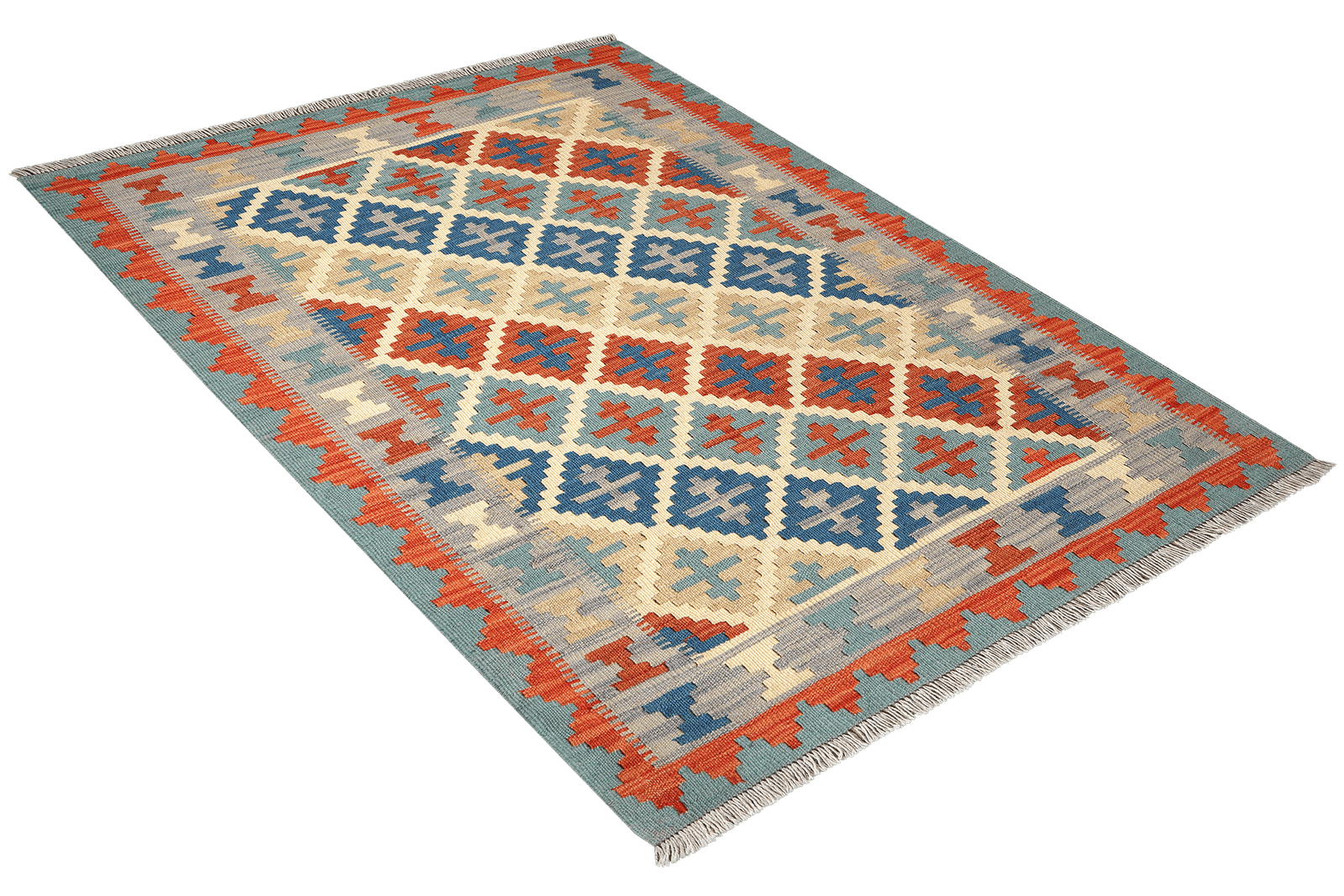 Kelim Gashgai — Handmade, 106x152 cm, Beige, 100% Virgin Wool | View 4