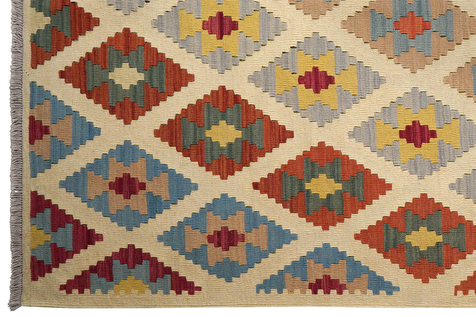 Kelim Gashgai — Handgefertigt, 249x172 cm, Beige, 100% Virgin Wool | View 4