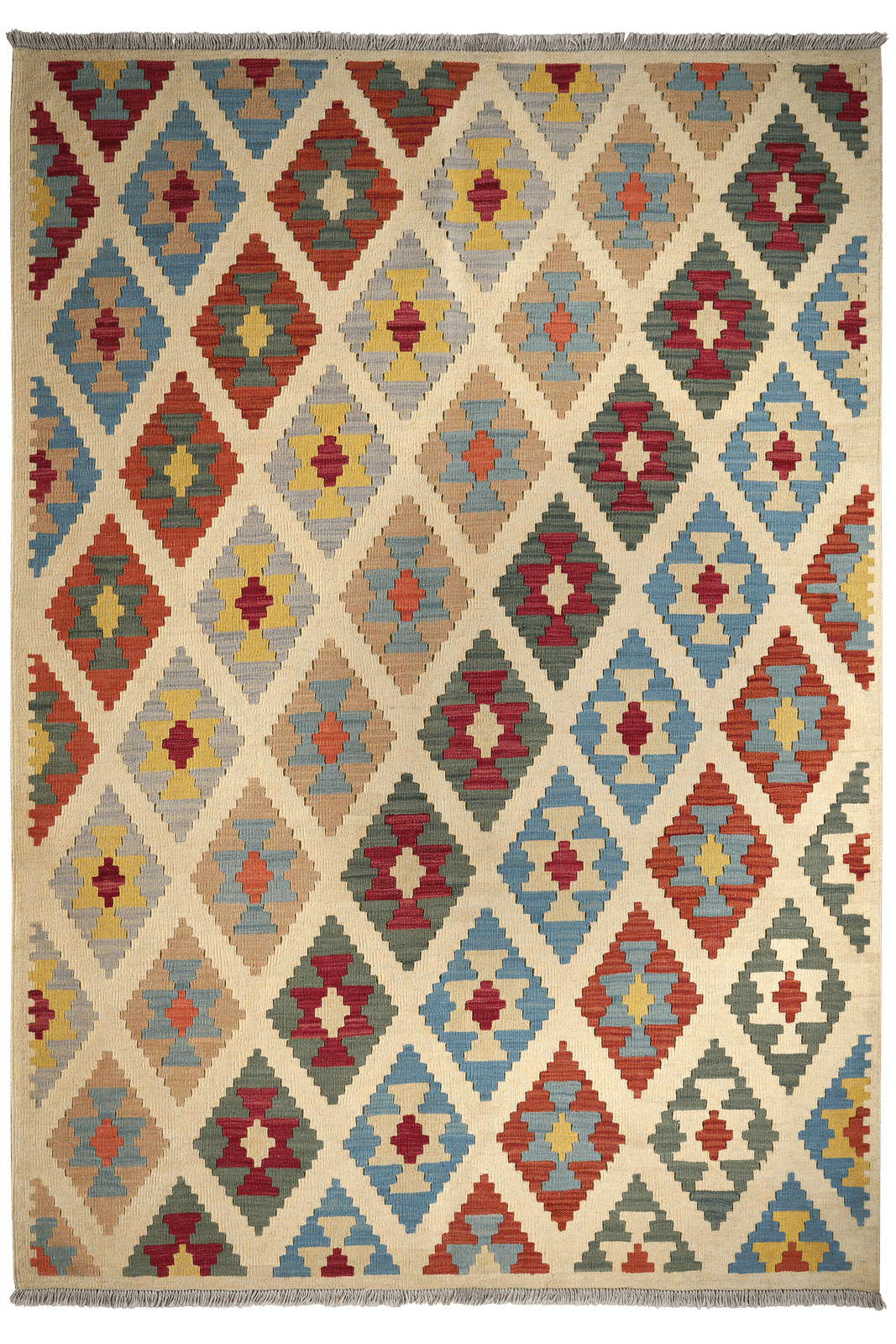 Kelim Gashgai — Handmade, 172x249 cm, Beige, 100% Virgin Wool | Main view