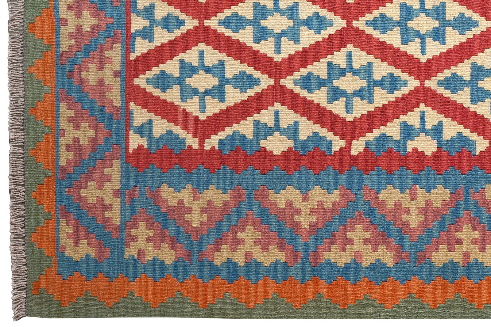 Kelim Gashgai — Handmade, 158x201 cm, Red, 100% Virgin Wool | View 3
