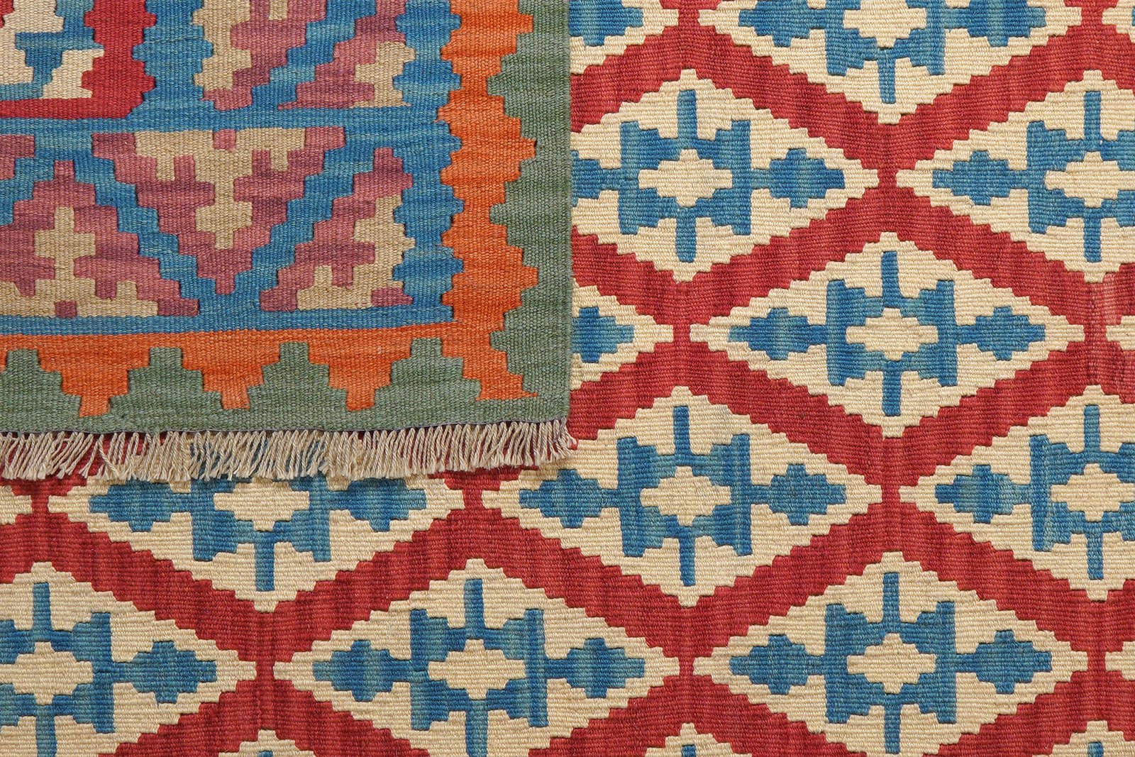 Kelim Gashgai — Handmade, 158x201 cm, Red, 100% Virgin Wool | View 6