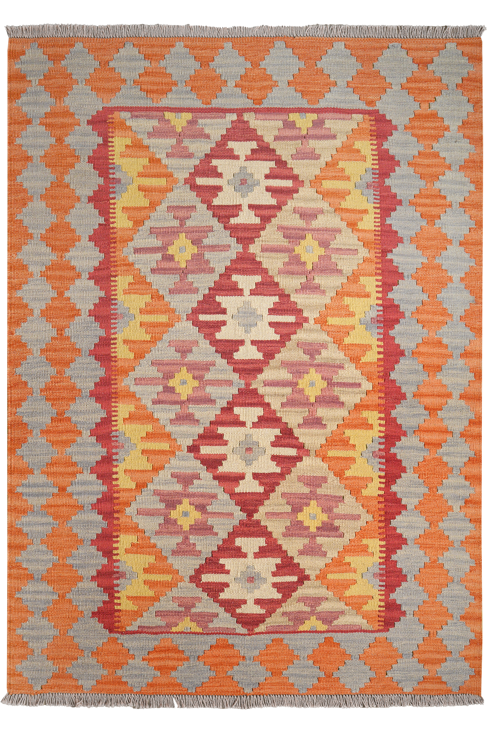 Kelim Gashgai — Handgefertigt, 182x129 cm, Beige, 100% Virgin Wool | Main view