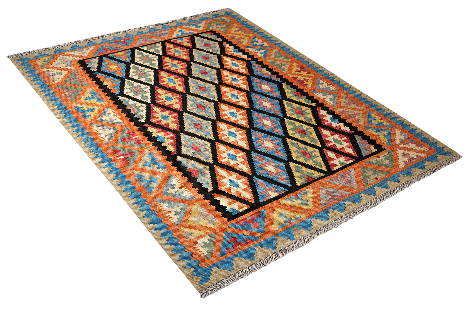 Kelim Gashgai — Handmade, 160x195 cm, Black, 100% Virgin Wool | View 4