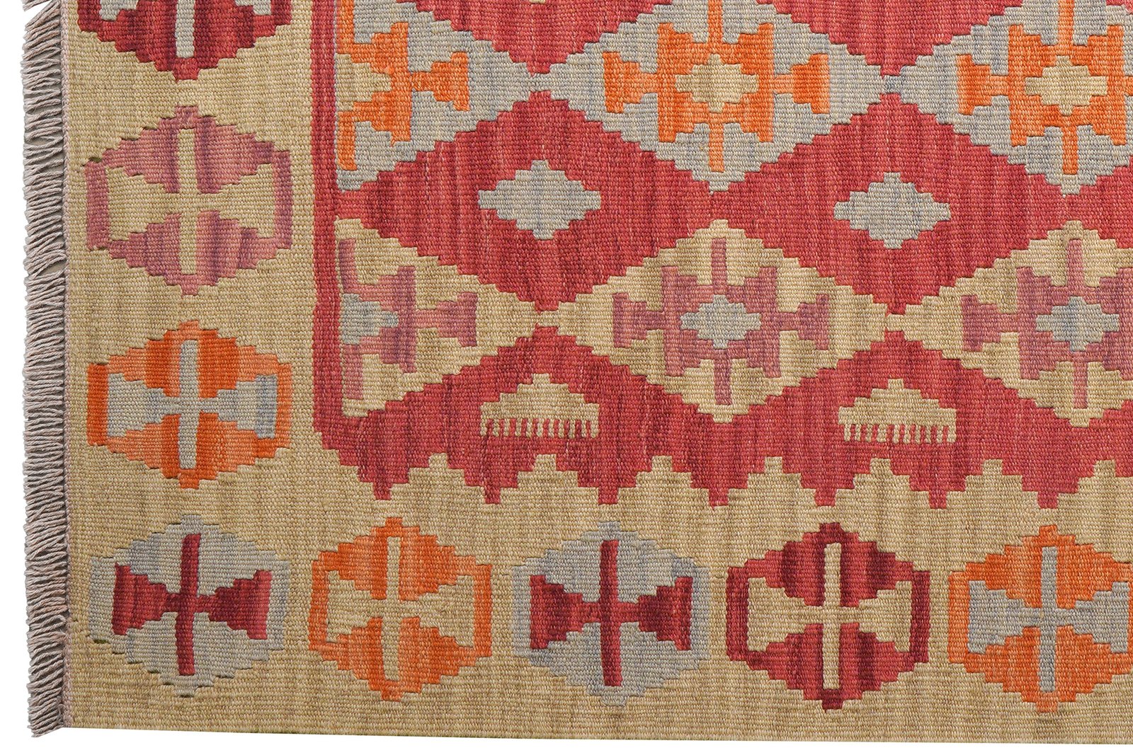 Kelim Gashgai — Handmade, 133x171 cm, Red, 100% Virgin Wool | View 3
