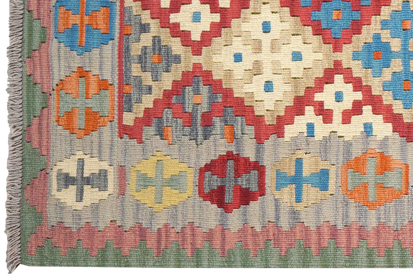 Kelim Gashgai — Handmade, 83x207 cm, Red, 100% Virgin Wool | View 3