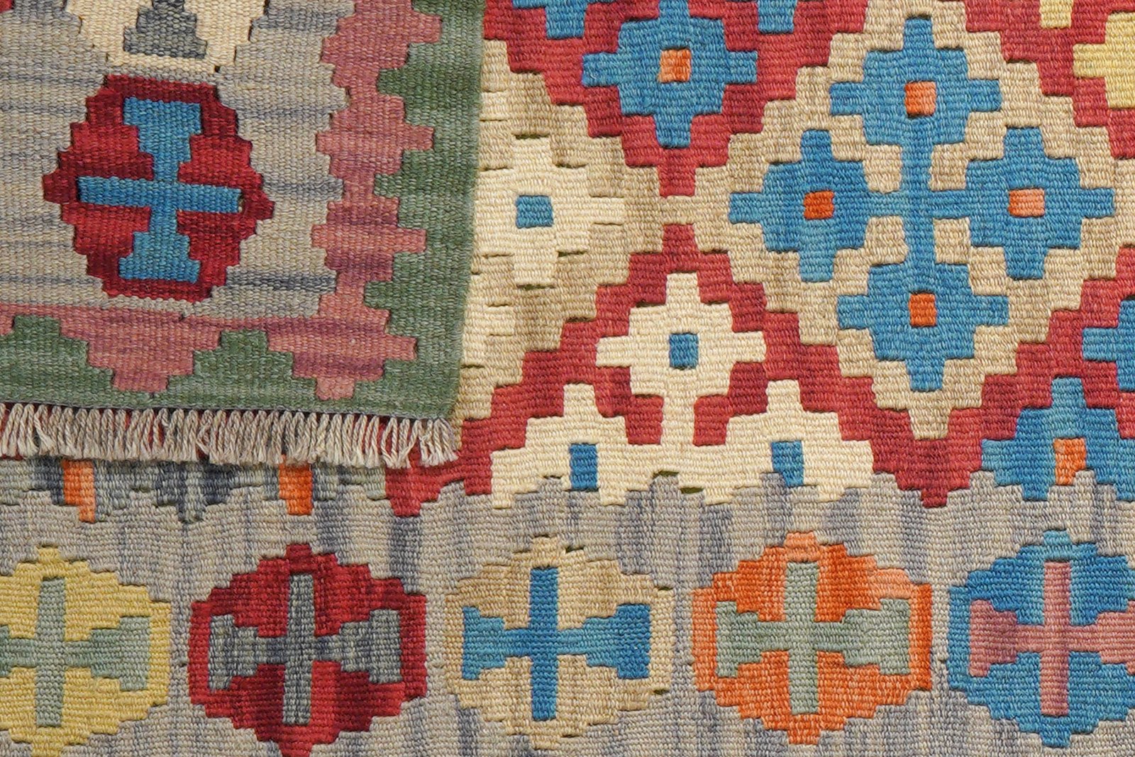 Kelim Gashgai — Handmade, 83x207 cm, Red, 100% Virgin Wool | View 6