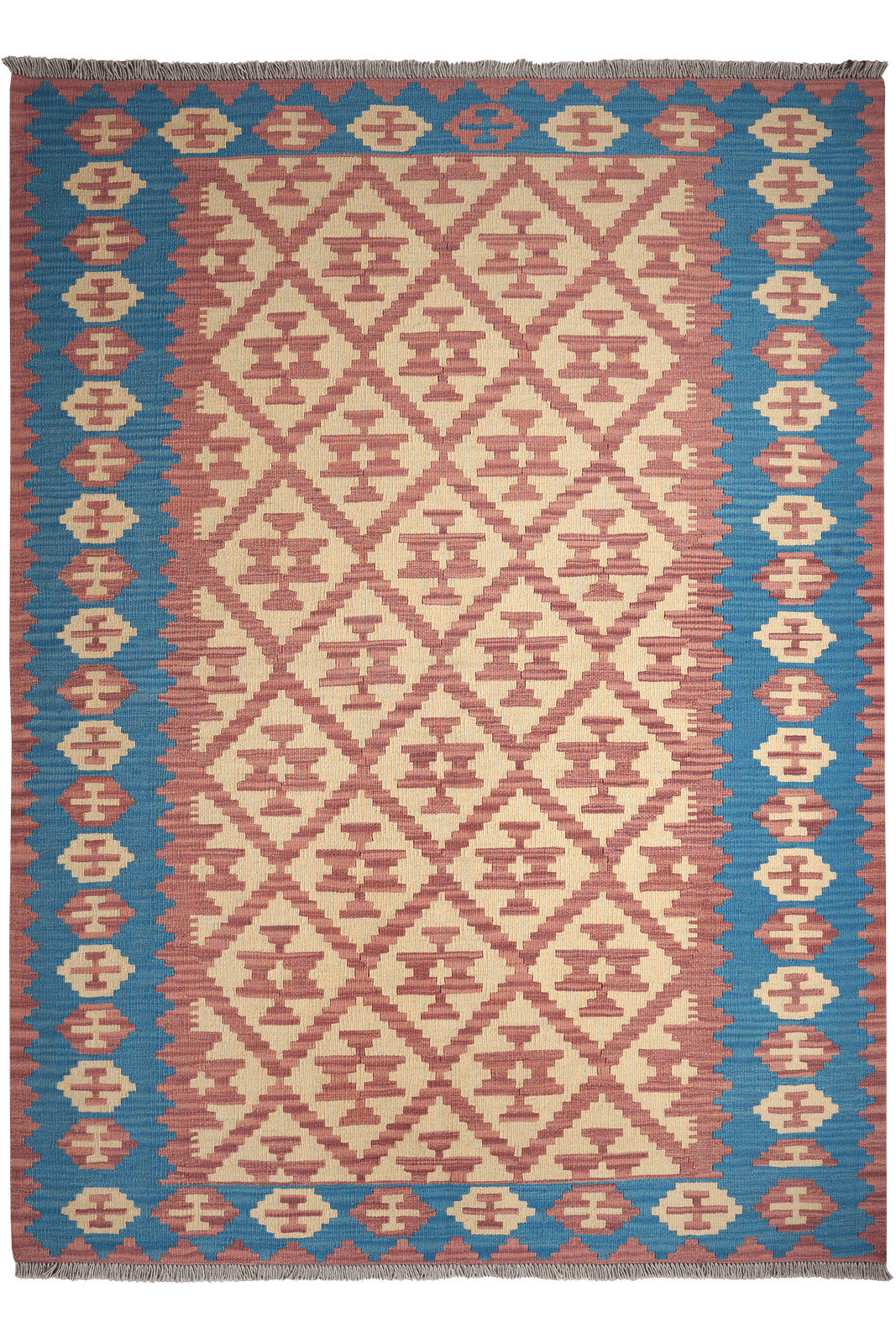 Kelim Gashgai — Handmade, 170x236 cm, Pink, 100% Virgin Wool | Main view