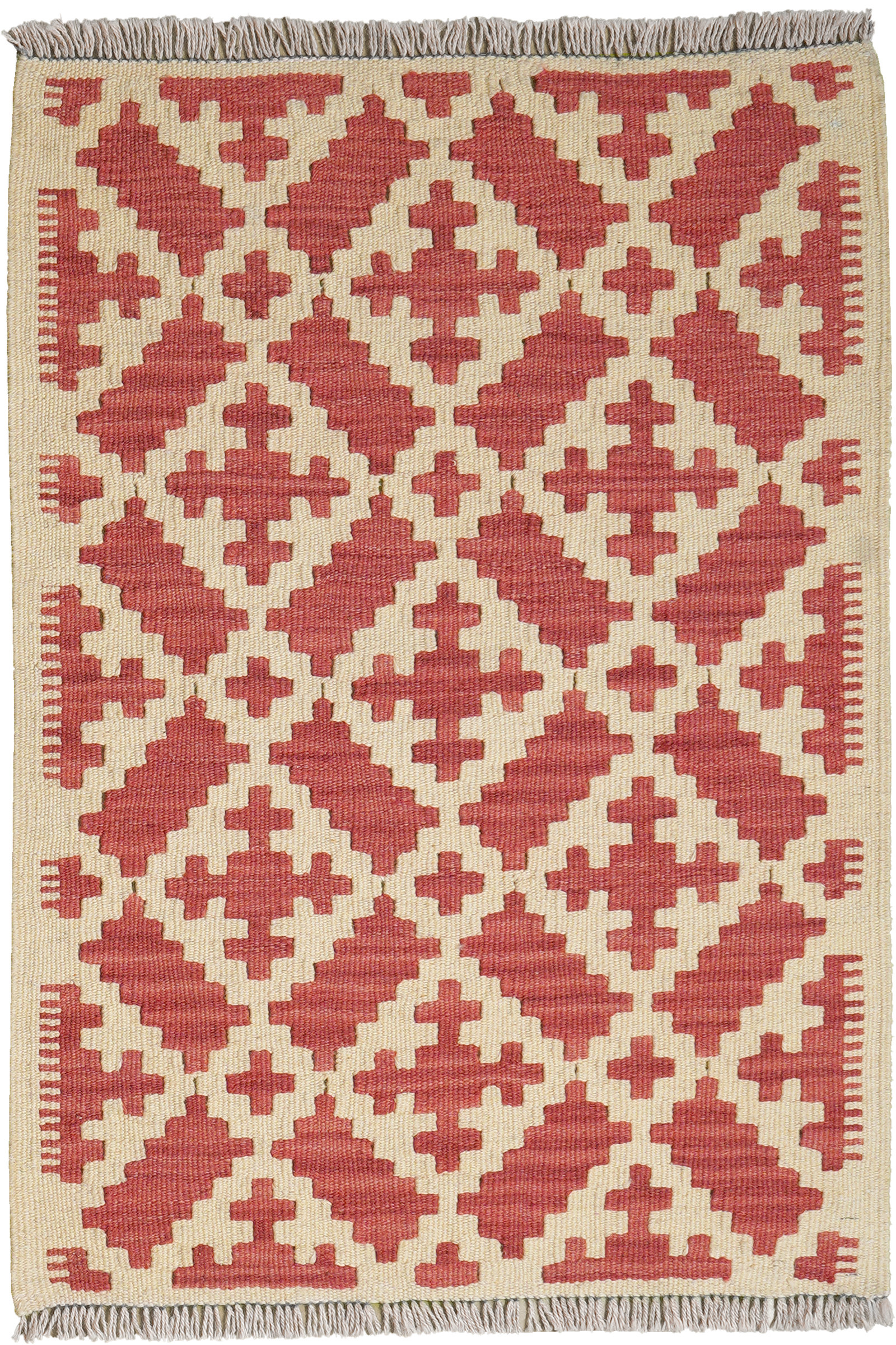 Kelim Gashgai — Handgefertigt, 89x63 cm, Beige, 100% Virgin Wool | Main view