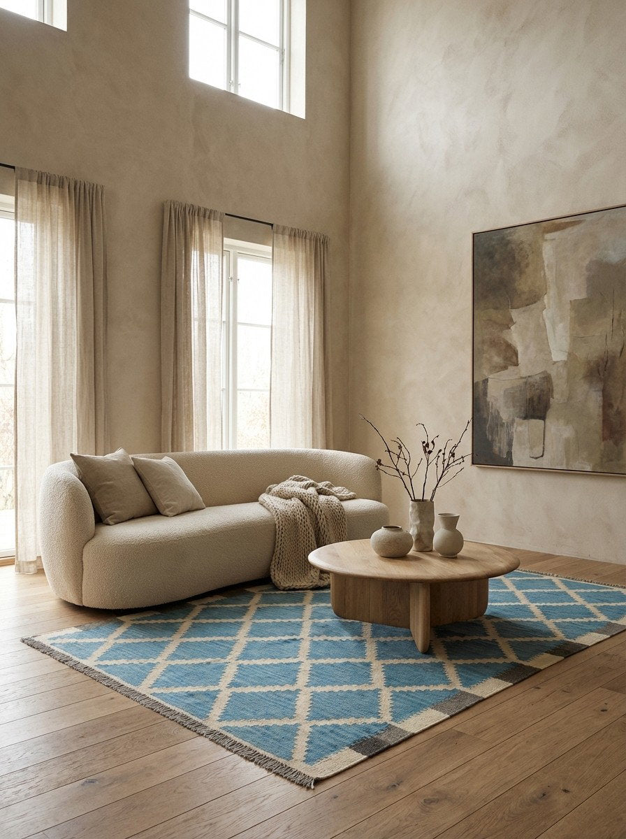 Kelim Gashgai — Handgefertigt, 177x124 cm, Beige, 100% Virgin Wool | Detail view