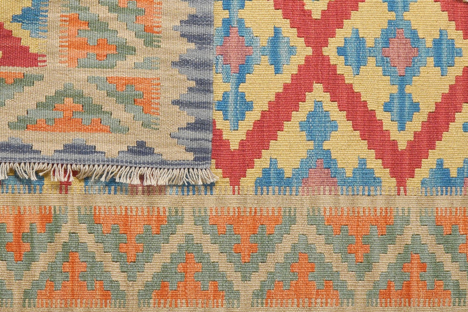 Kelim Gashgai — Handmade, 100x144 cm, Red, 100% Virgin Wool | View 6