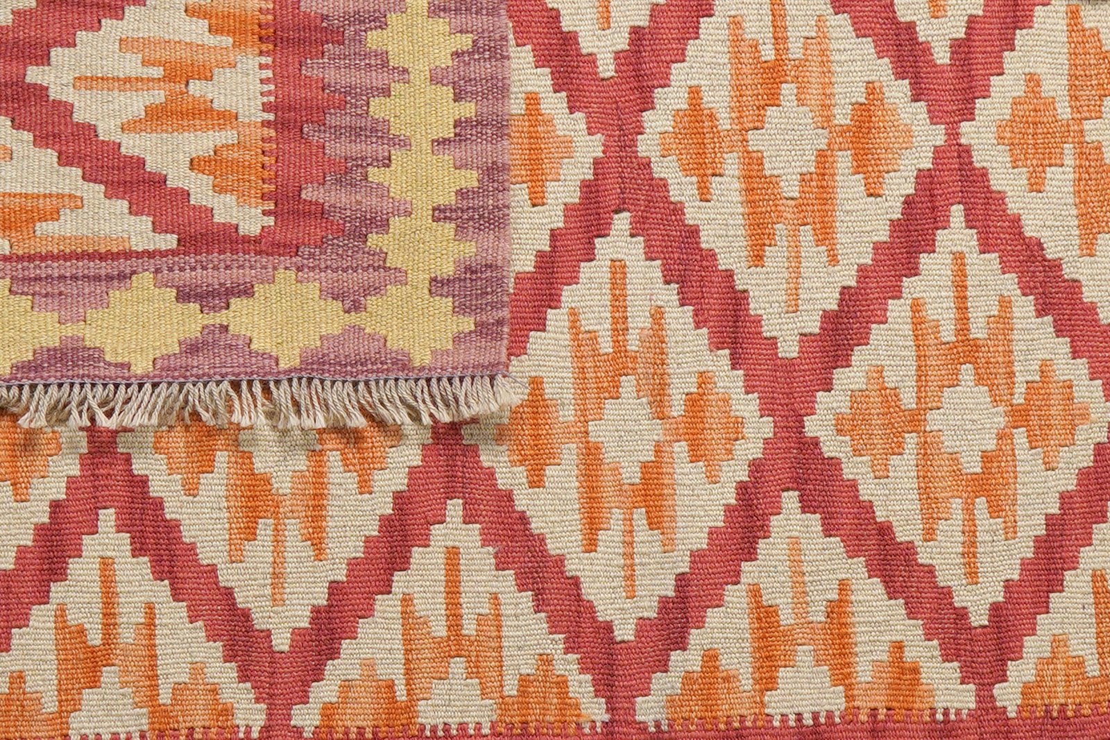 Kelim Gashgai — Handmade, 102x147 cm, Red, 100% Virgin Wool | View 6