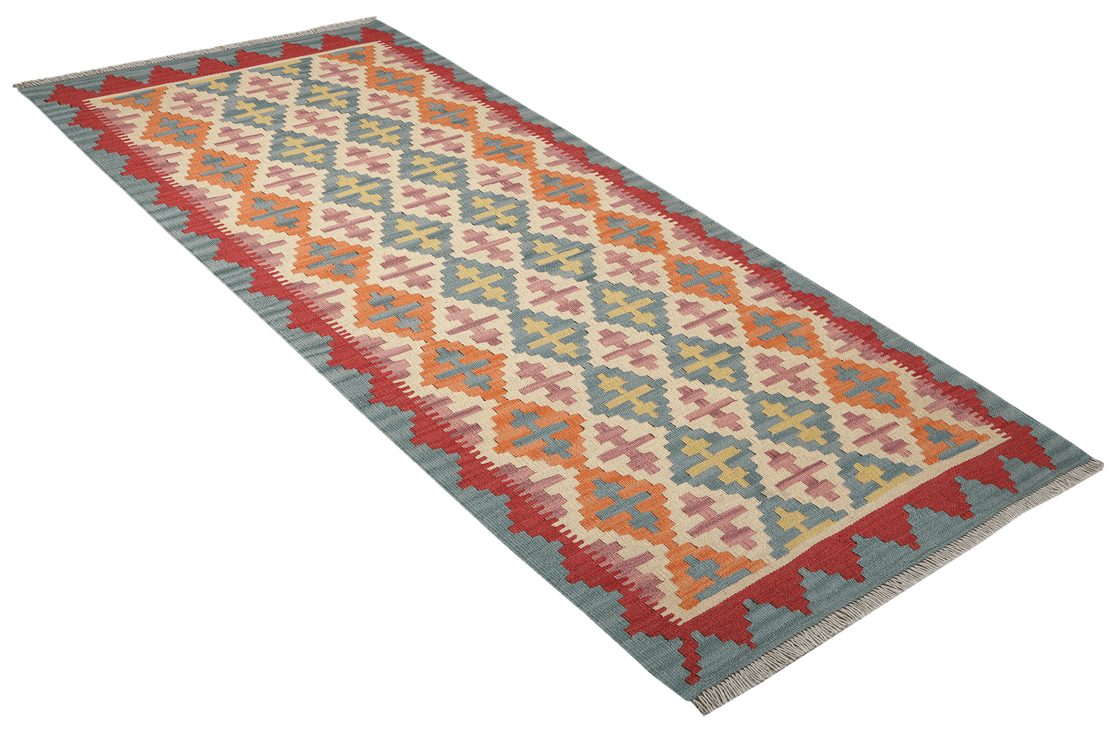 Kelim Gashgai — Handmade, 86x201 cm, Beige, 100% Virgin Wool | View 4