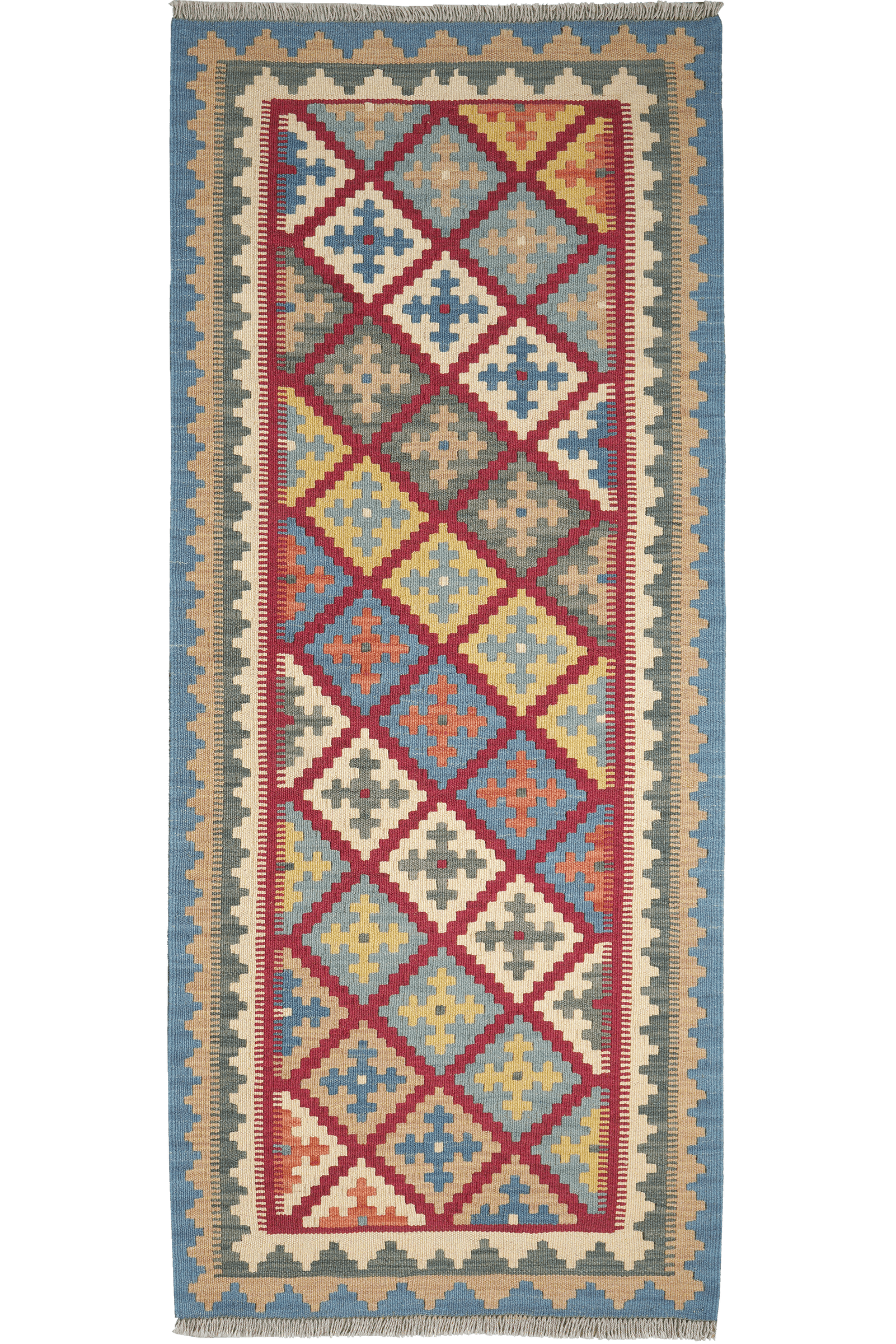 Kelim Gashgai — Handmade, 82x197 cm, Red, 100% Virgin Wool | Main view