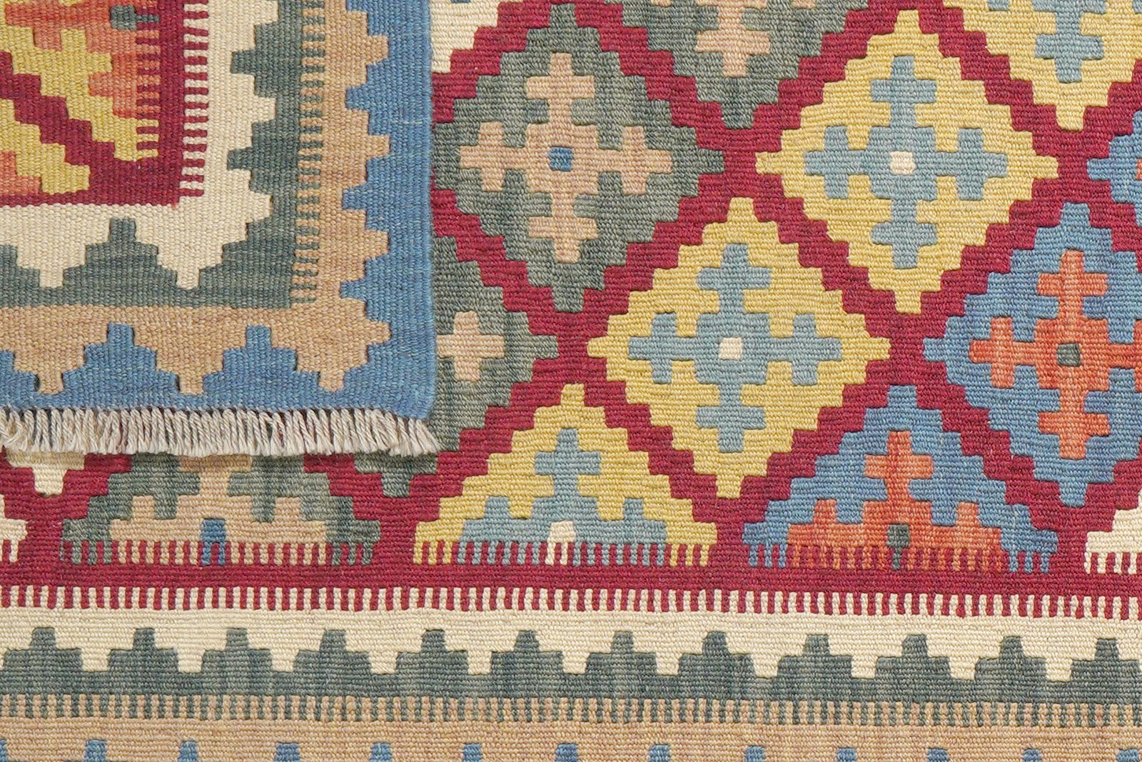 Kelim Gashgai — Handmade, 82x197 cm, Red, 100% Virgin Wool | View 6