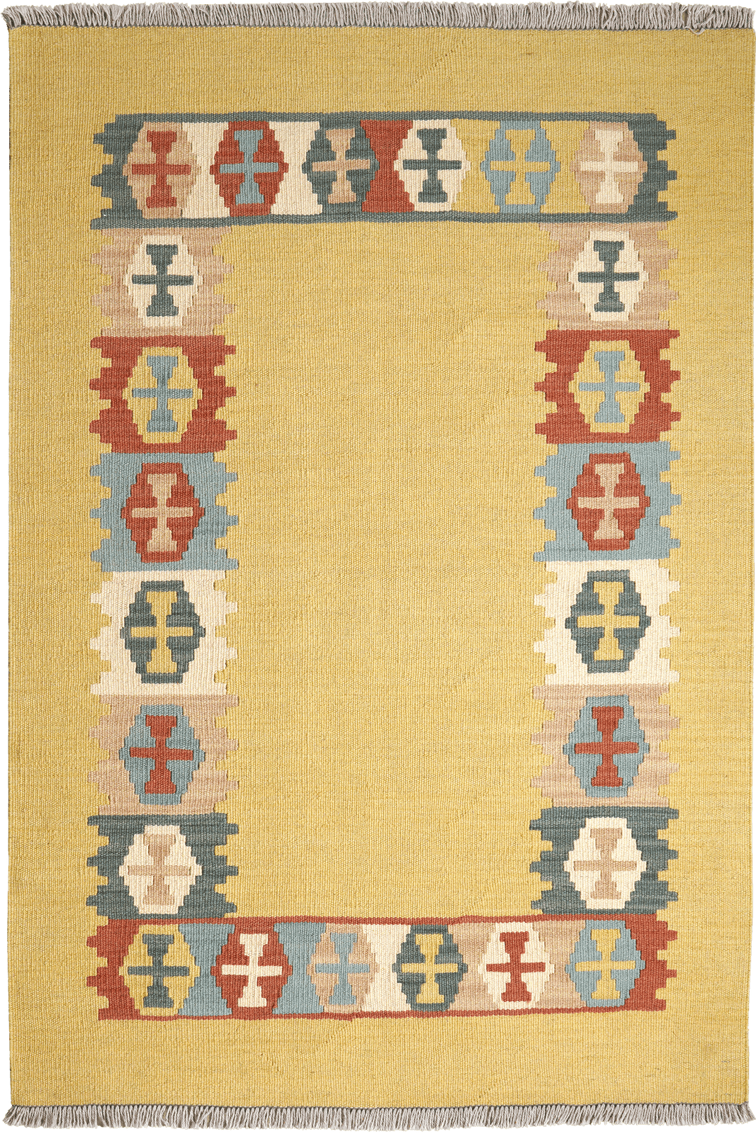 Kelim Gashgai — Handmade, 105x152 cm, Yellow, 100% Virgin Wool | Main view