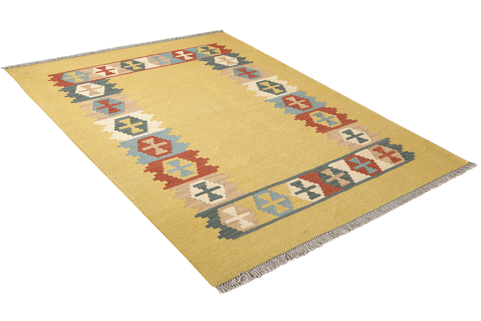 Kelim Gashgai — Handmade, 105x152 cm, Yellow, 100% Virgin Wool | View 4