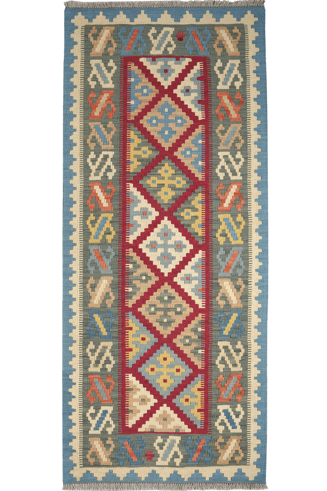 Kelim Gashgai — Handmade, 80x194 cm, Red, 100% Virgin Wool | Main view