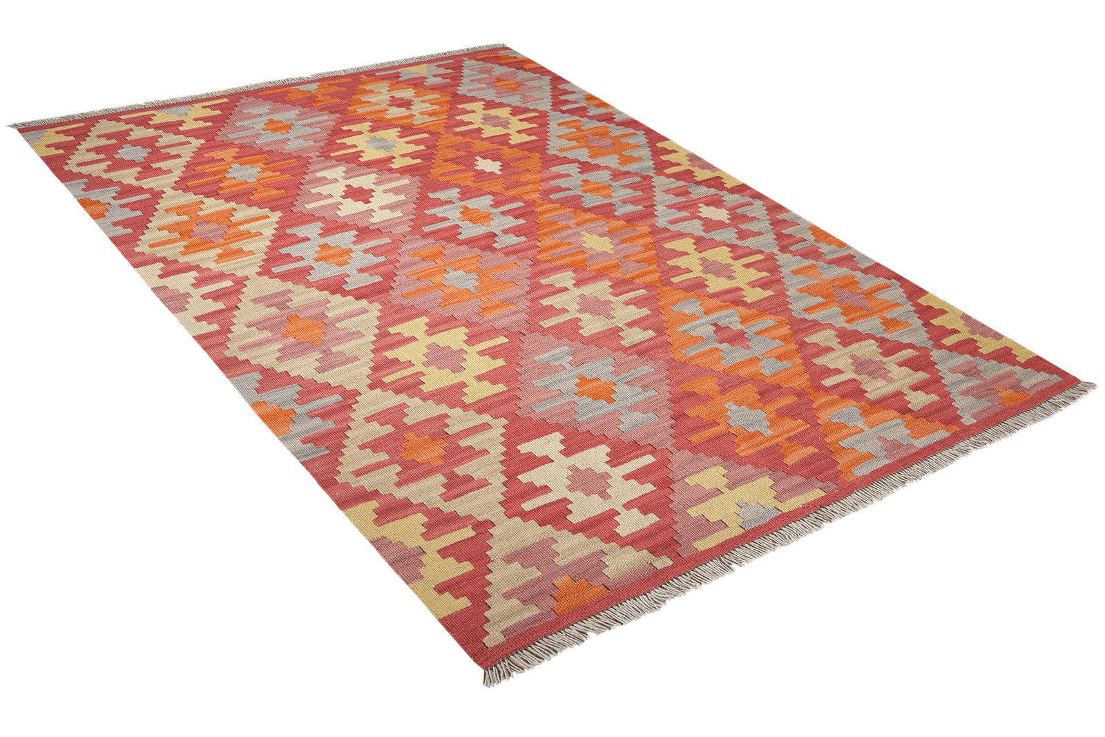 Kelim Gashgai — Handmade, 129x171 cm, Pink, 100% Virgin Wool | View 4