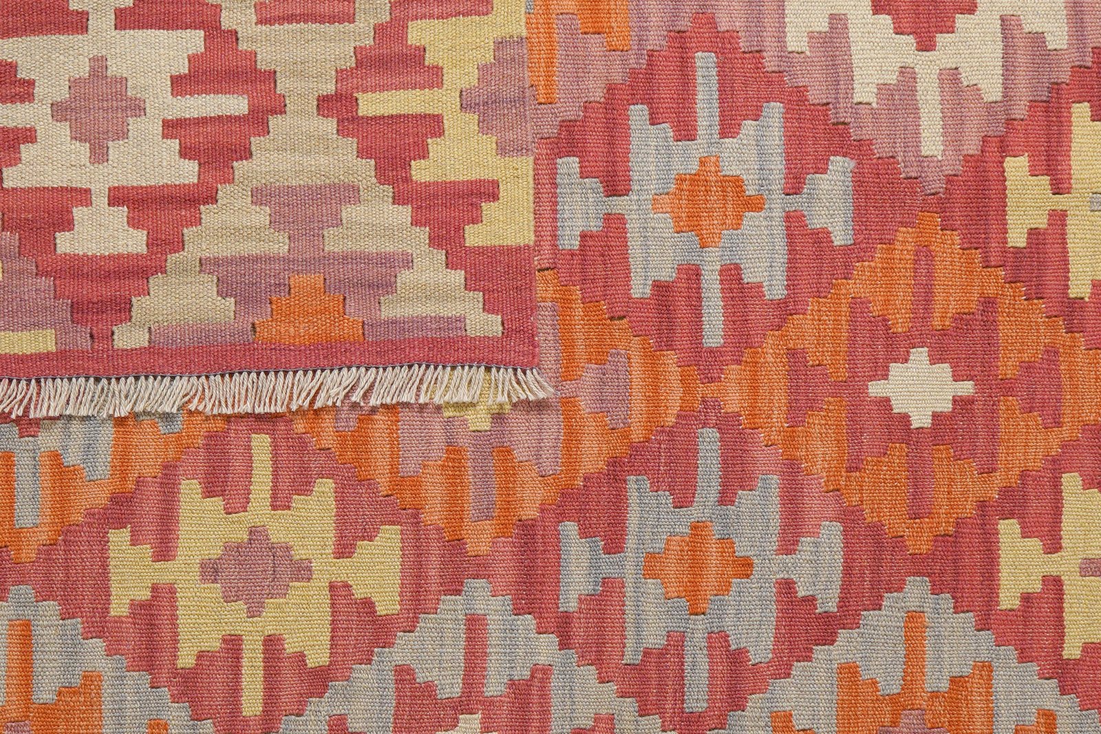 Kelim Gashgai — Handmade, 129x171 cm, Pink, 100% Virgin Wool | View 6