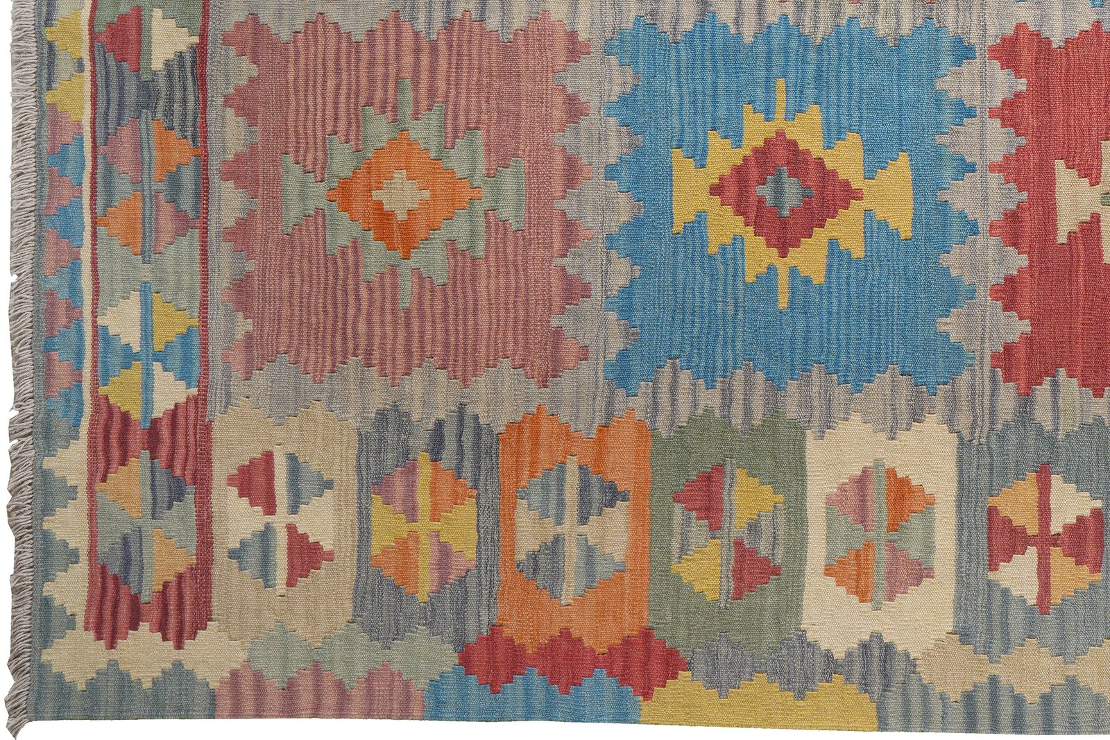Kelim Gashgai — Handmade, 176x239 cm, Grey, 100% Virgin Wool | View 3