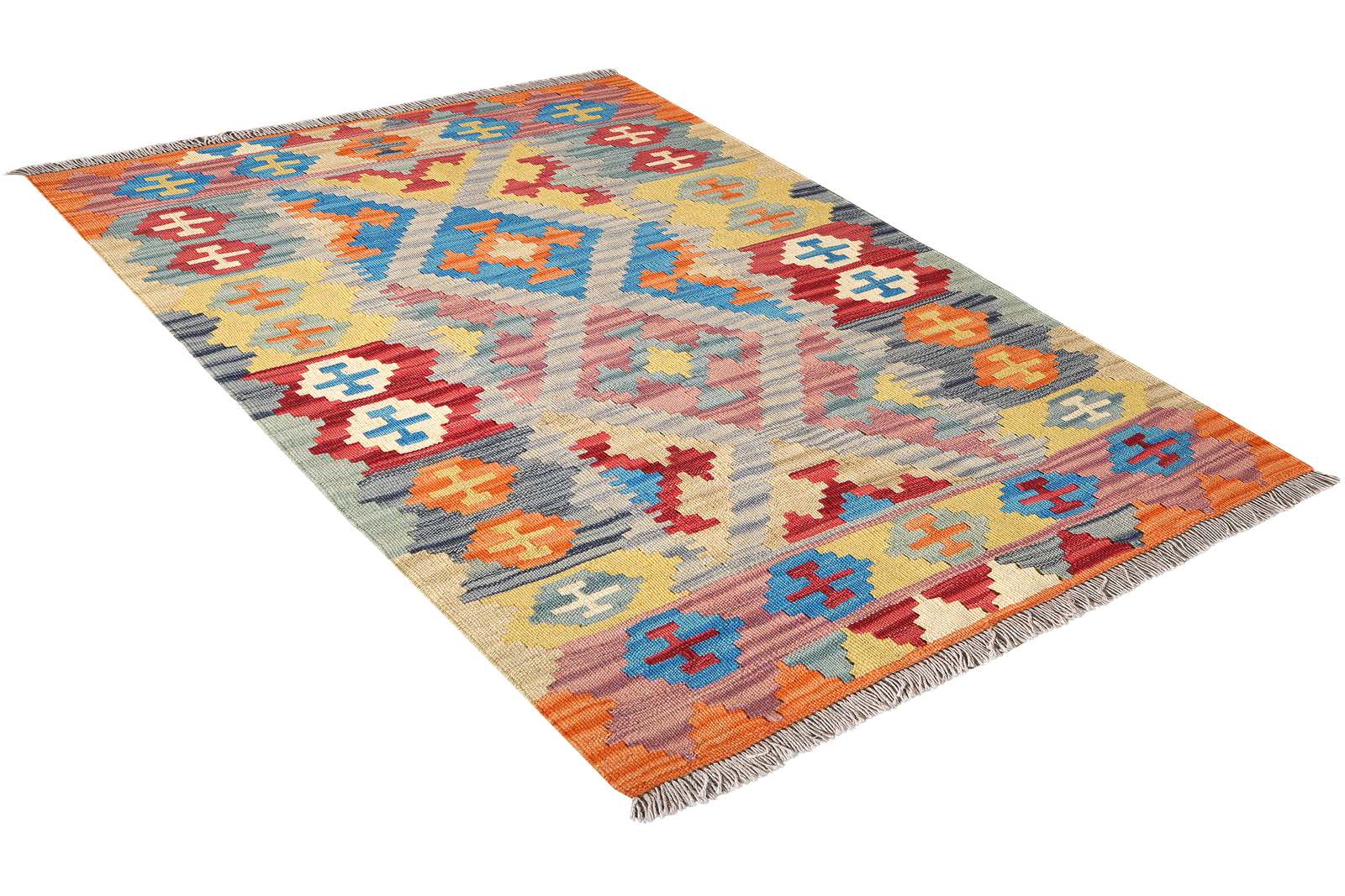 Kelim Gashgai — Handmade, 101x140 cm, Beige, 100% Virgin Wool | View 4