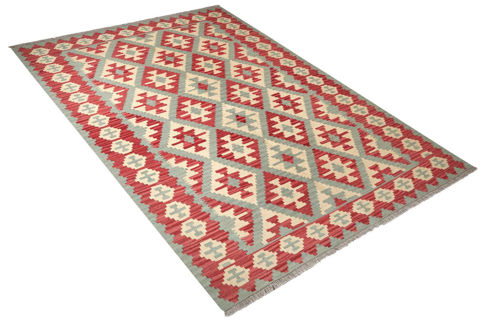 Kelim Gashgai — Handmade, 179x250 cm, Green, 100% Virgin Wool | View 4