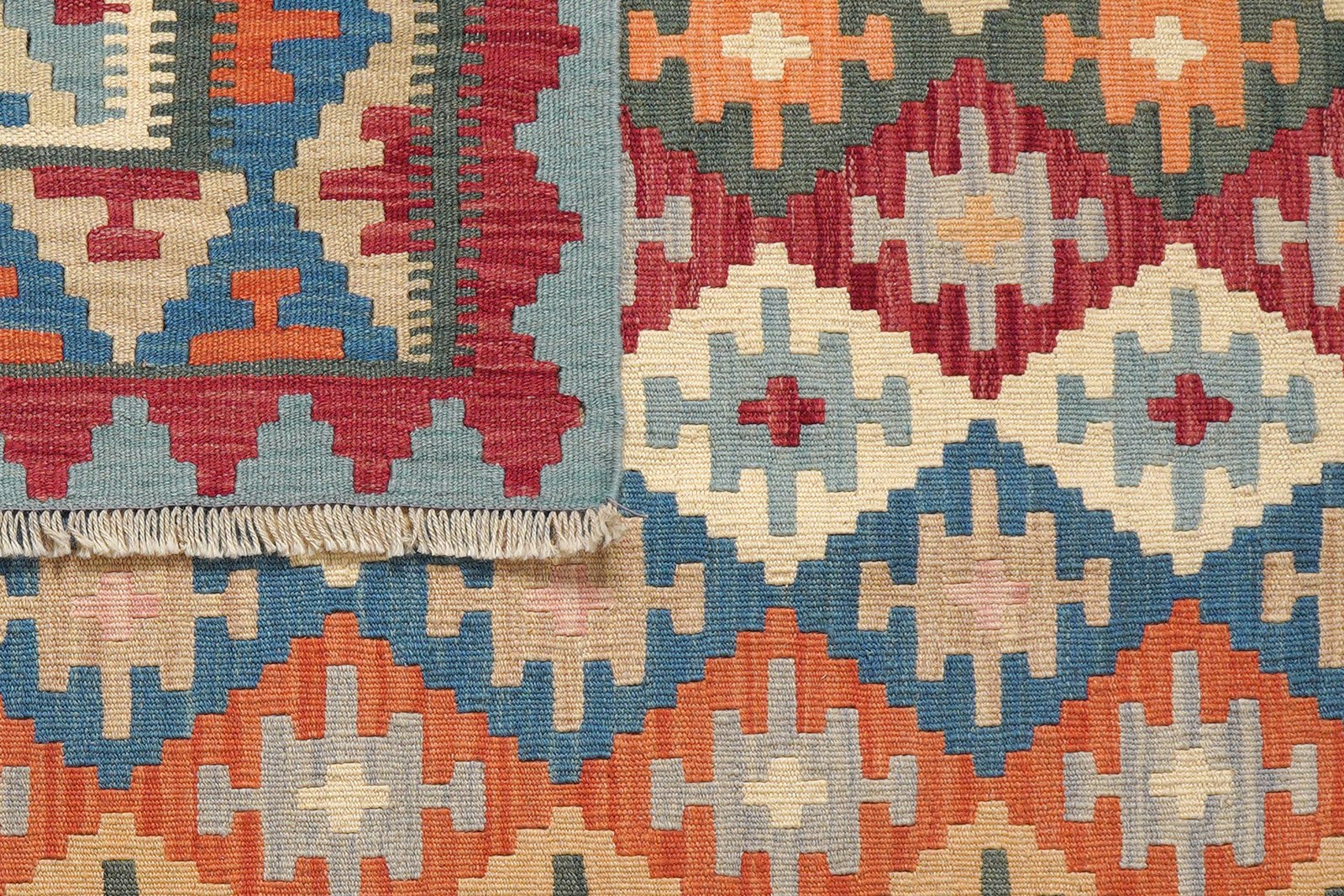 Kelim Gashgai — Handmade, 158x152 cm, Green, 100% Virgin Wool | View 6