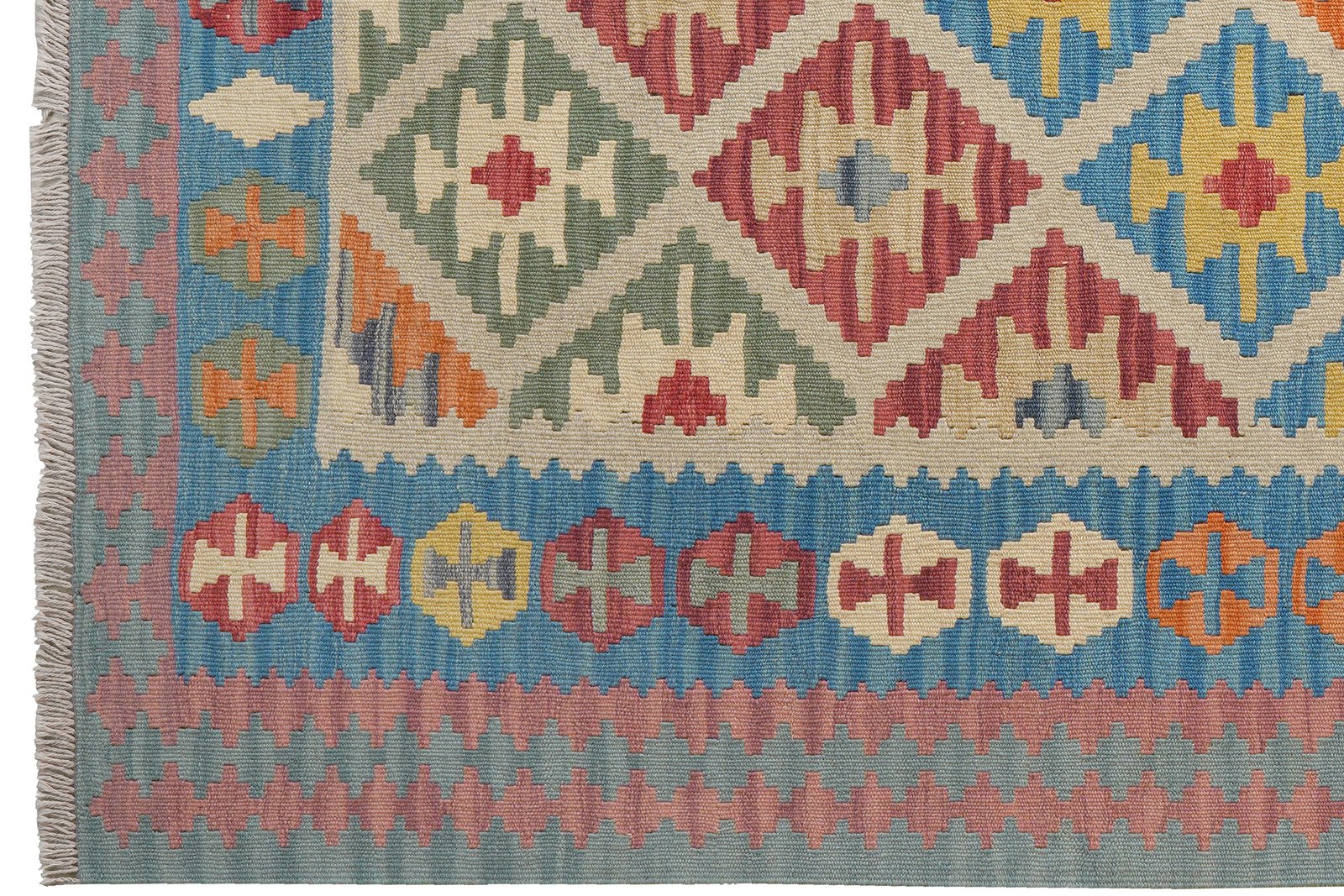 Kelim Gashgai — Handmade, 151x201 cm, Beige, 100% Virgin Wool | View 3