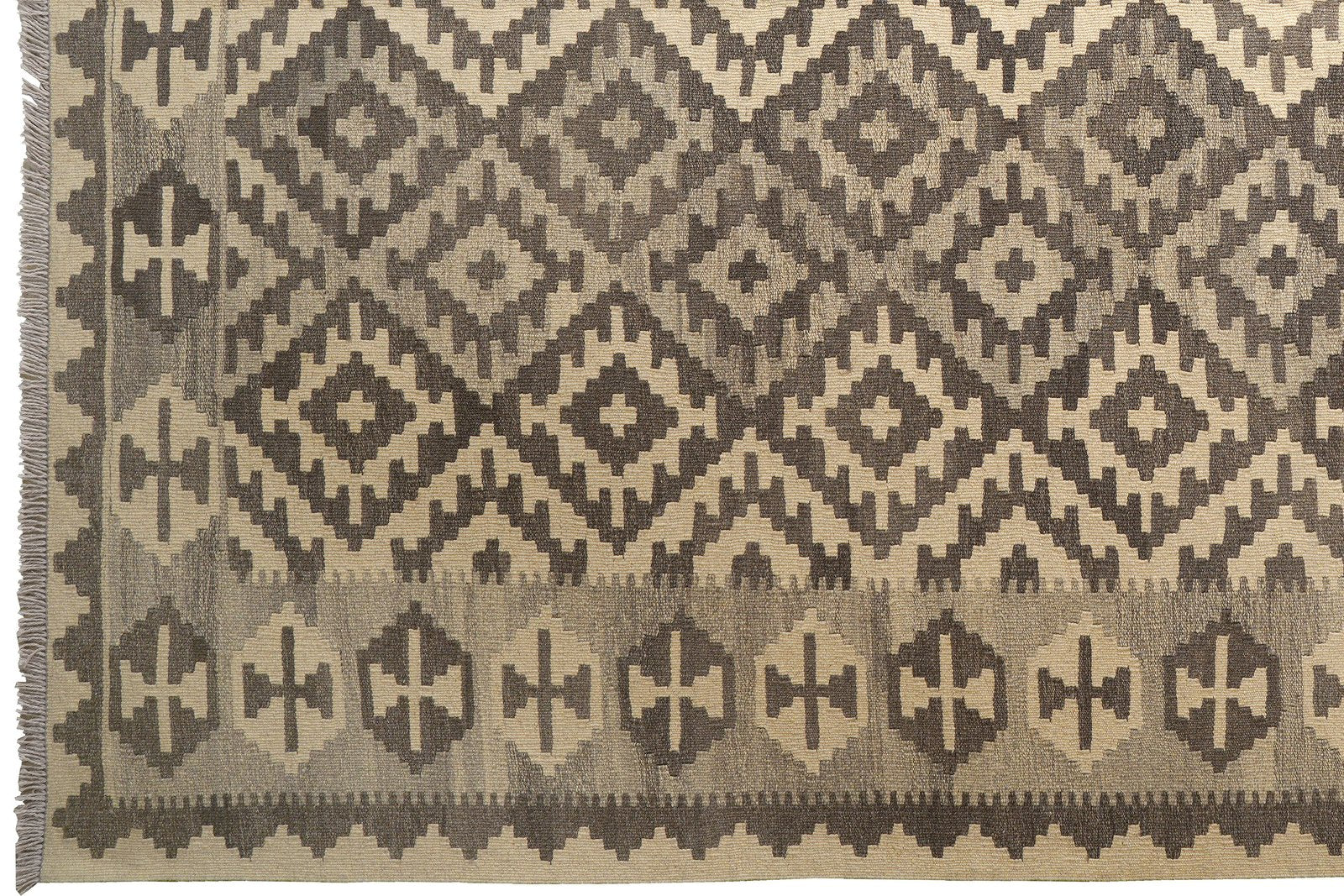 Kelim Gashgai — Handmade, 204x299 cm, Brown, 100% Virgin Wool | View 3